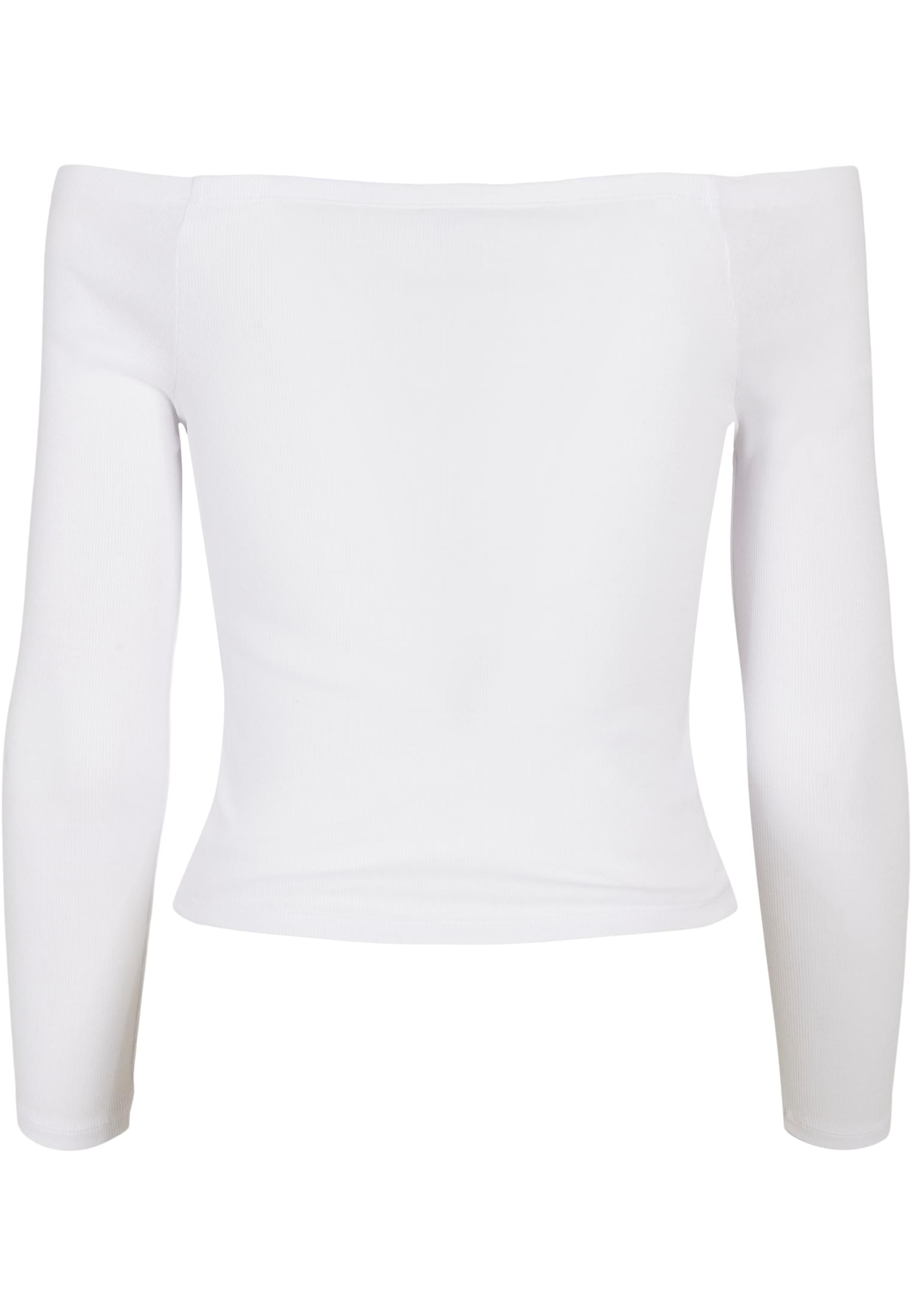 Ladies Off Shoulder Rib Longsleeve | white