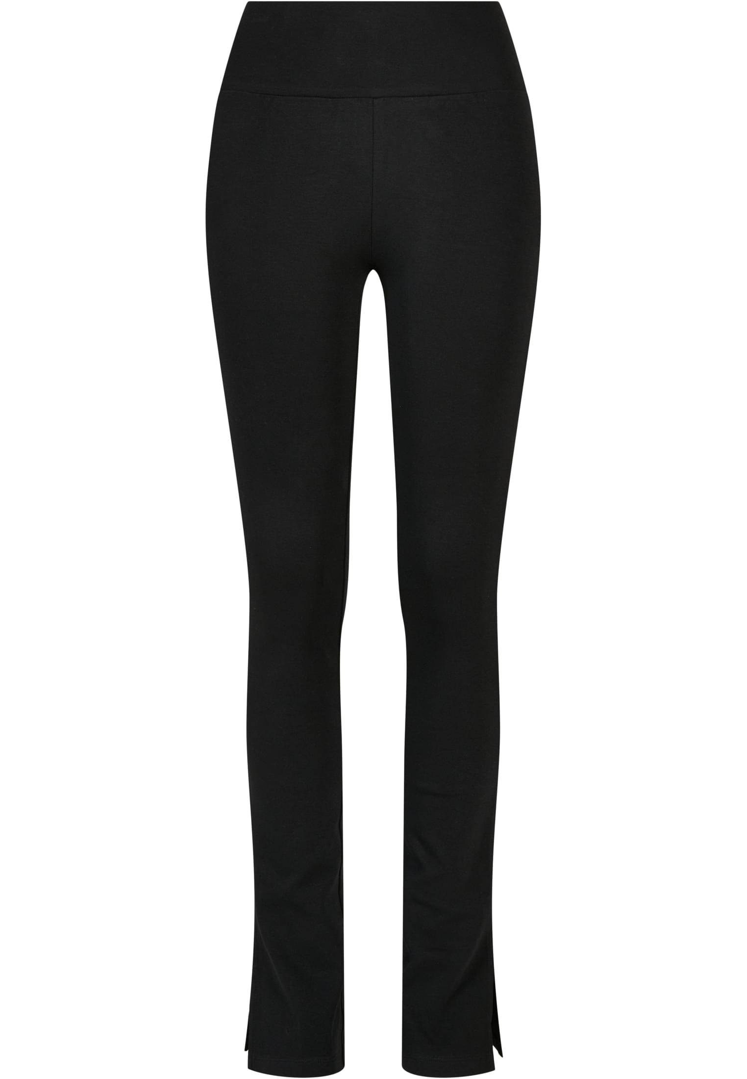 Ladies High Waist Side Slit Leggings | black