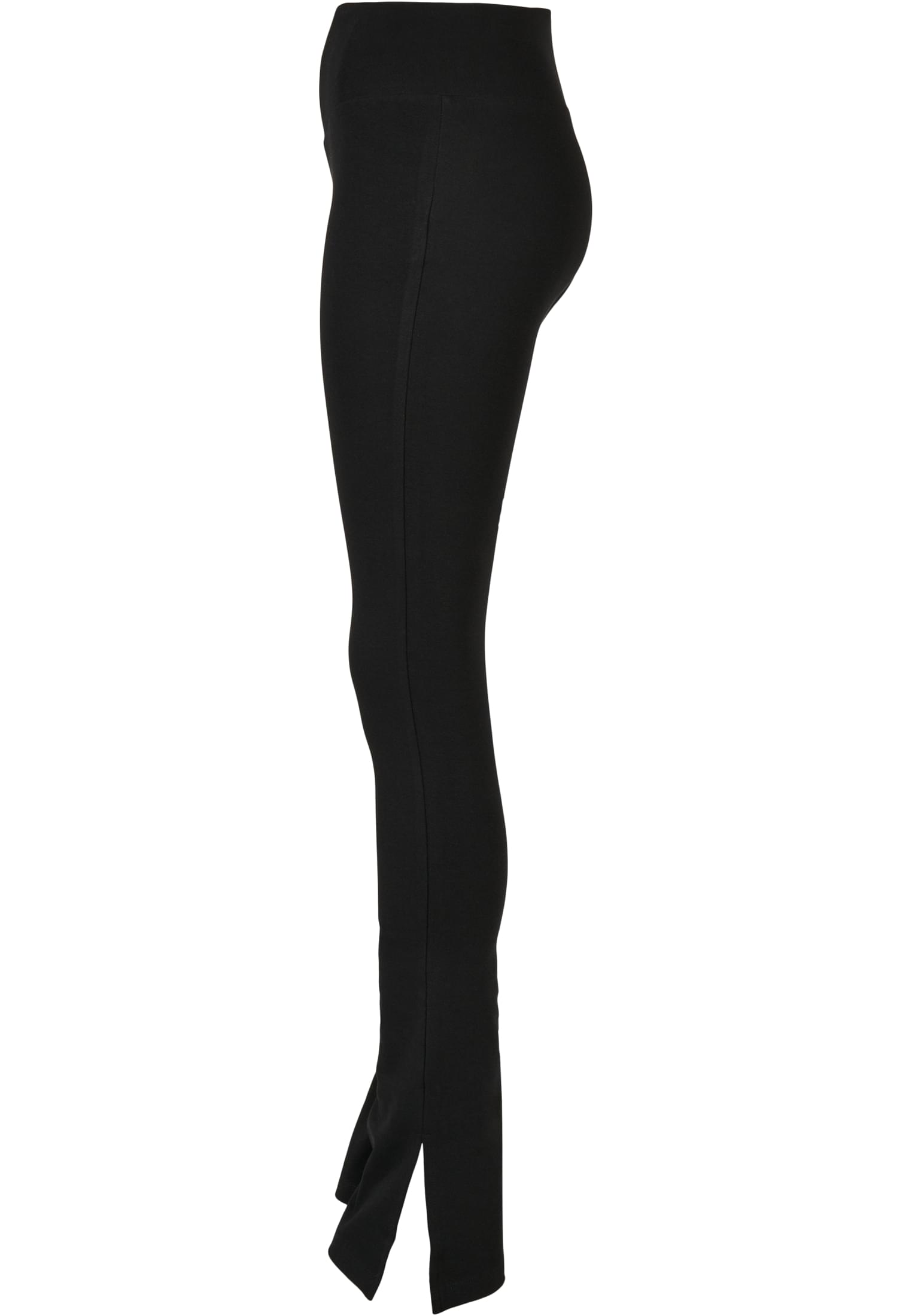 Ladies High Waist Side Slit Leggings | black