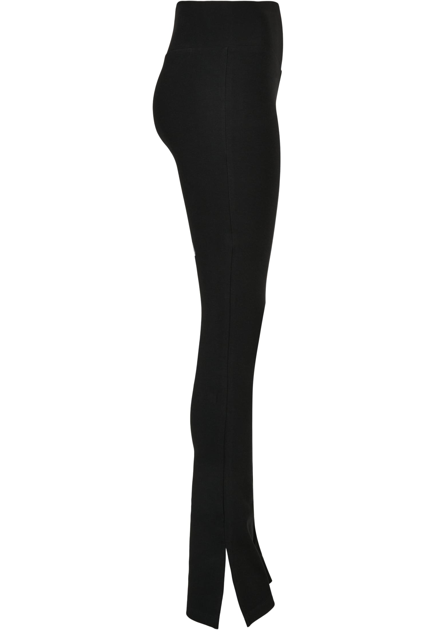 Ladies High Waist Side Slit Leggings | black