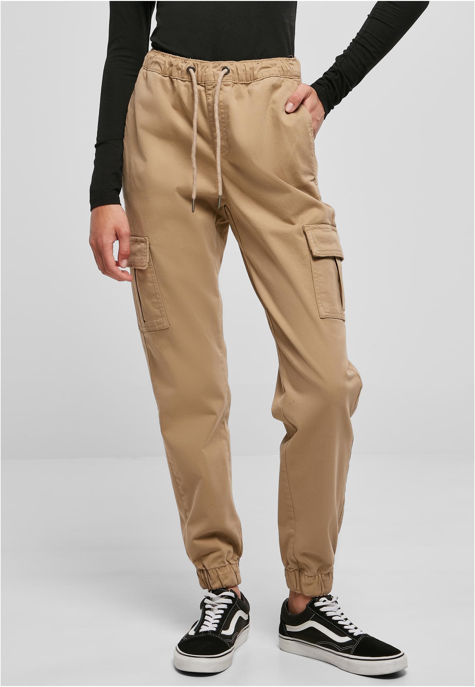 Ladies High Waist Cargo Comfort Jogging Pants | softtaupe