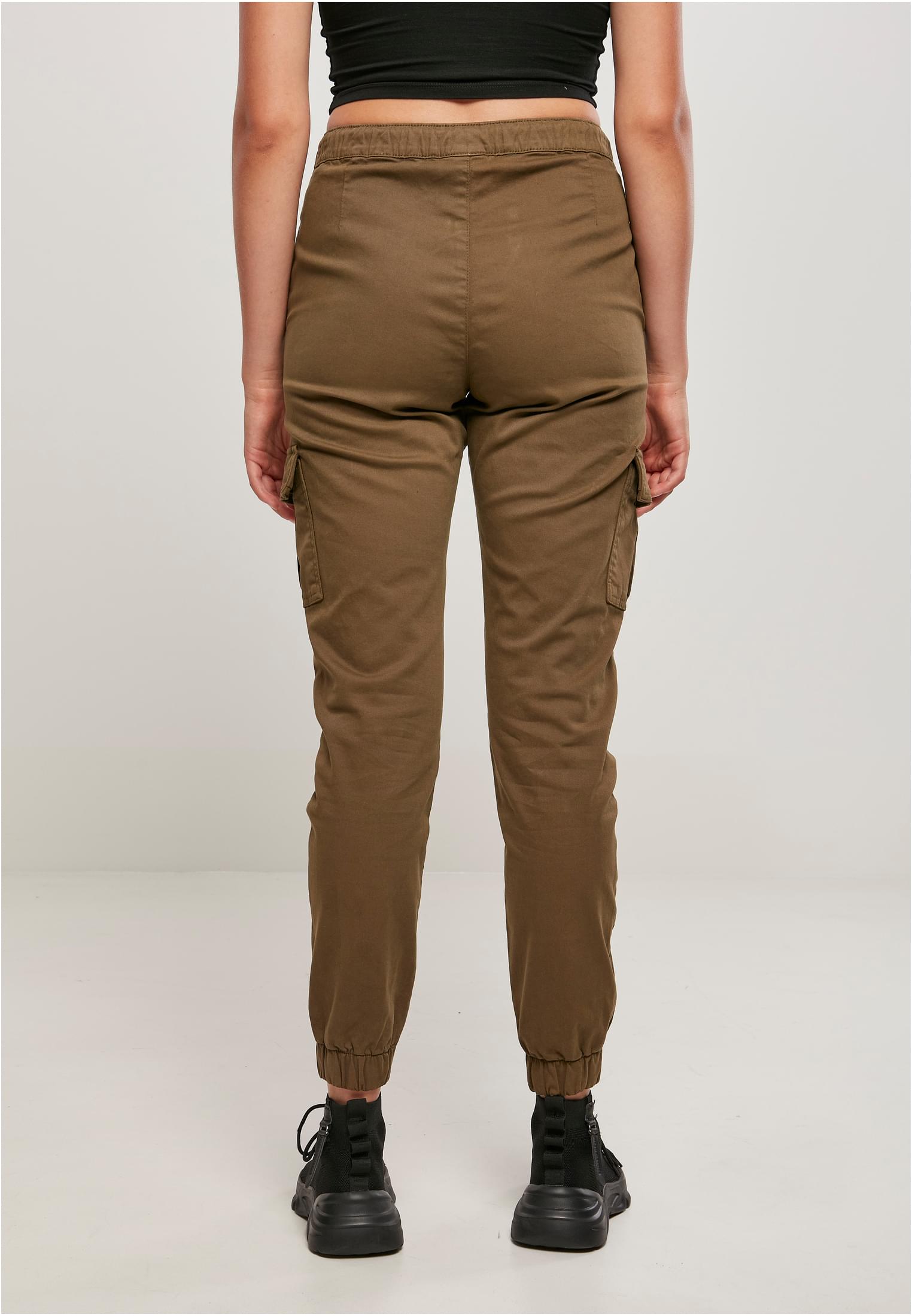 Ladies High Waist Cargo Comfort Jogging Pants | olive