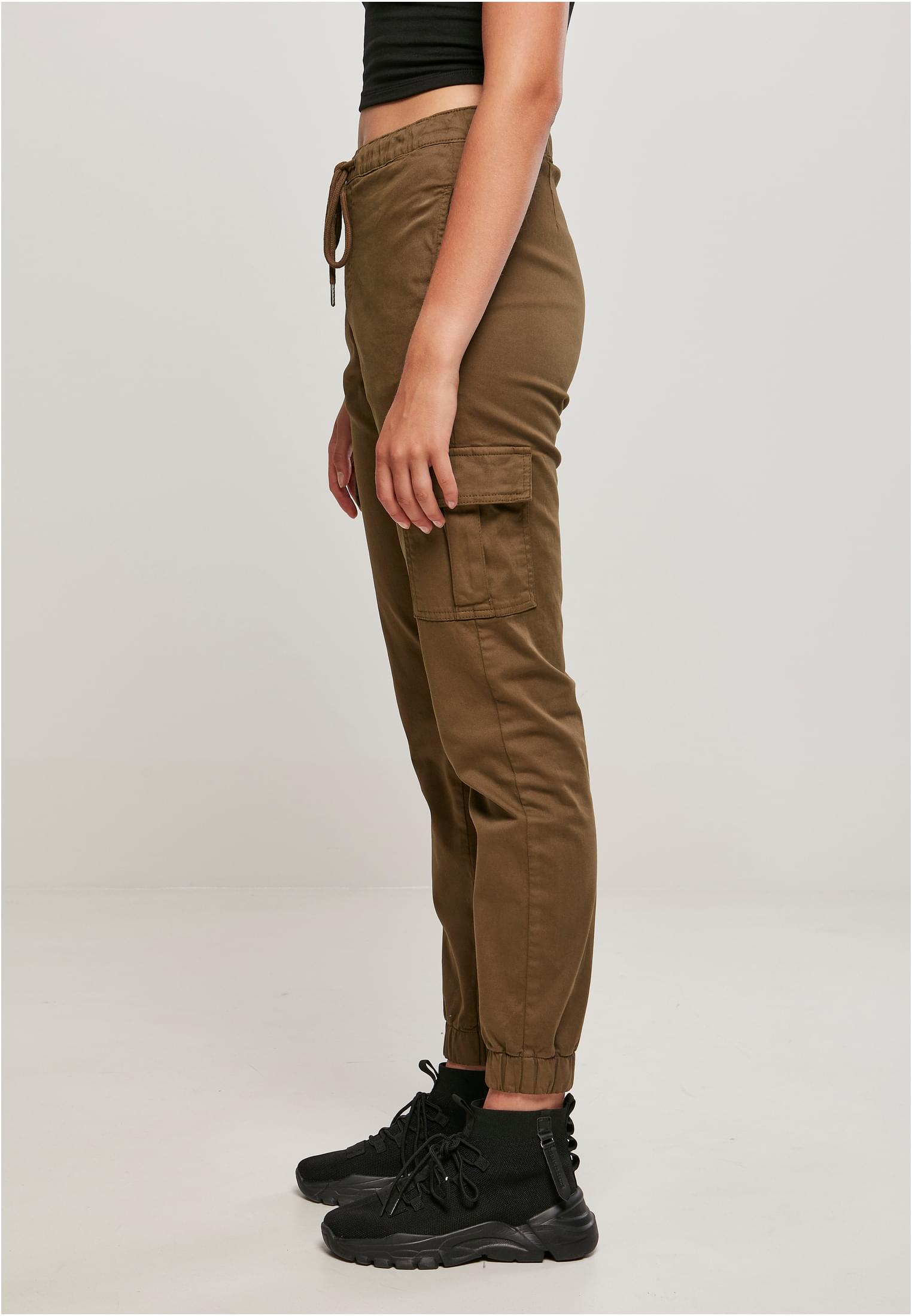 Ladies High Waist Cargo Comfort Jogging Pants | olive