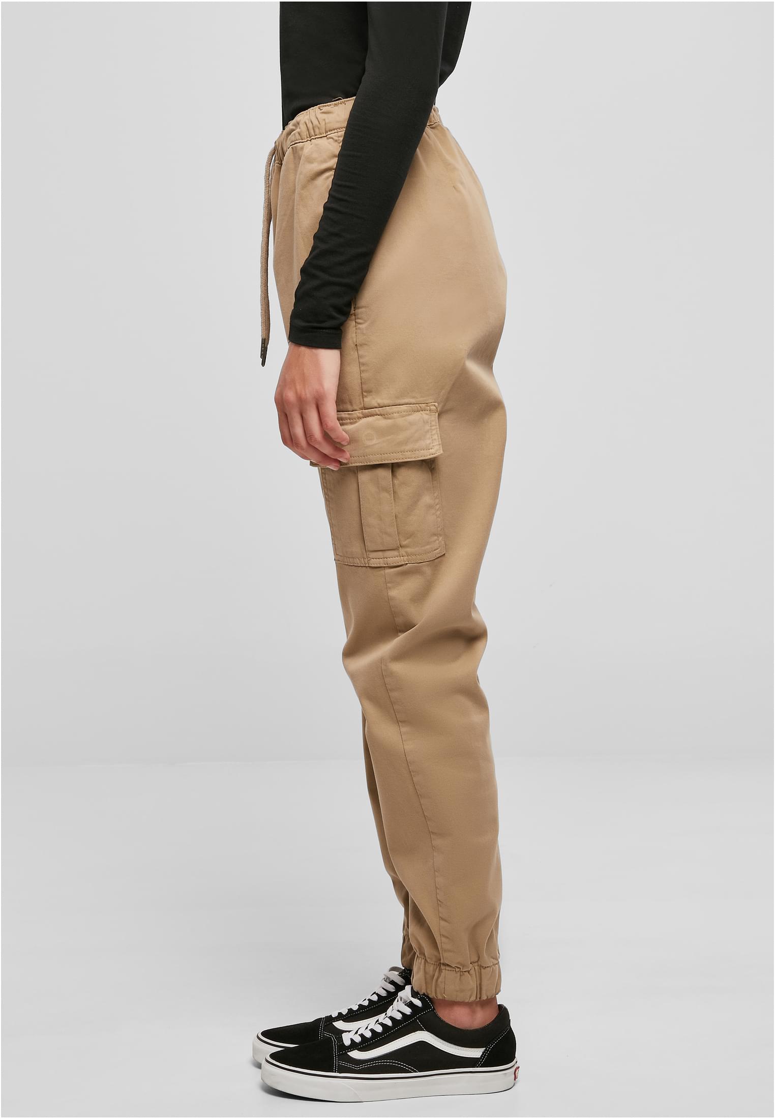 Ladies High Waist Cargo Comfort Jogging Pants | softtaupe