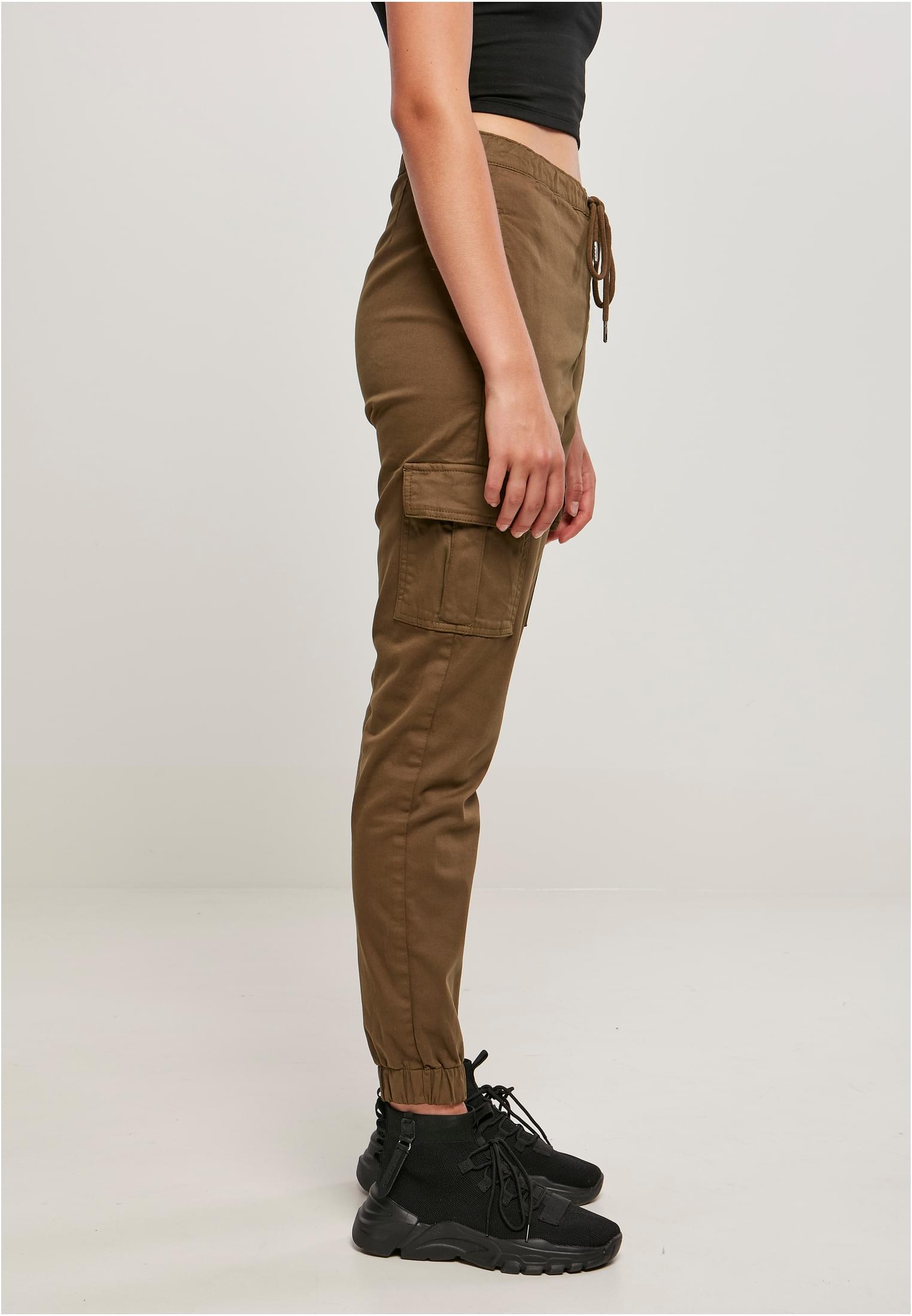 Ladies High Waist Cargo Comfort Jogging Pants | olive