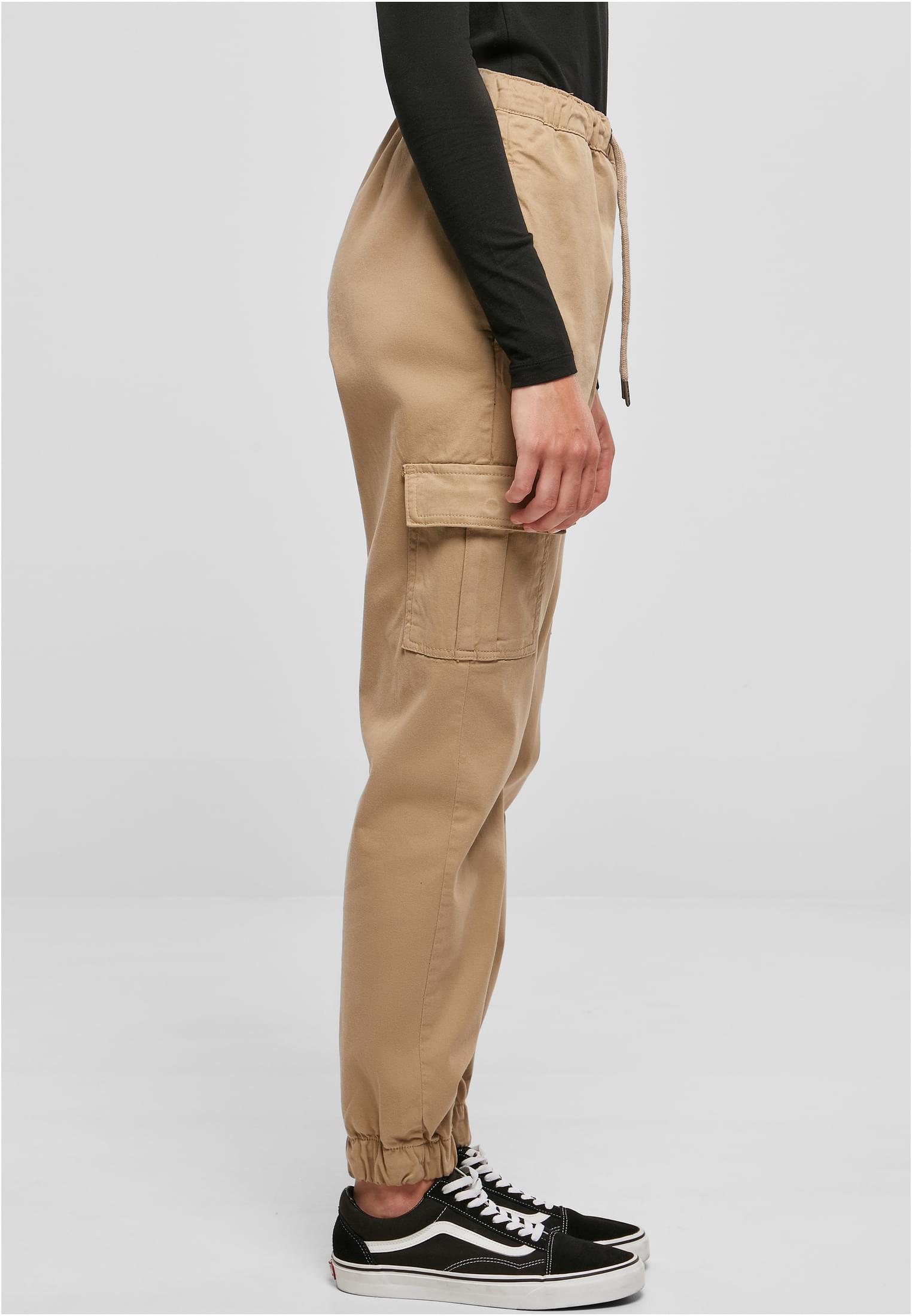 Ladies High Waist Cargo Comfort Jogging Pants | softtaupe