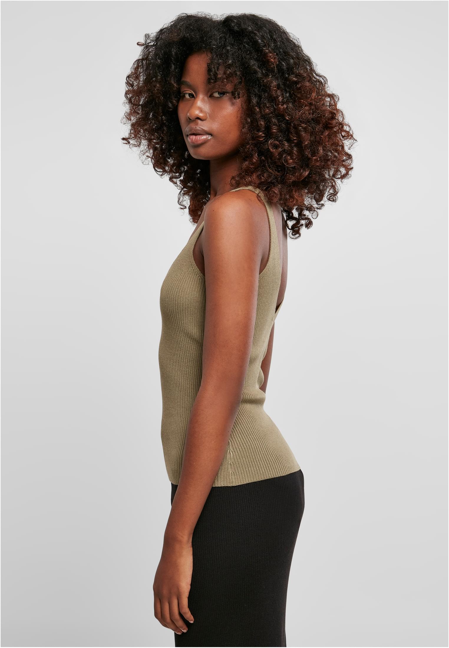 Ladies Rib Knit Top | khaki