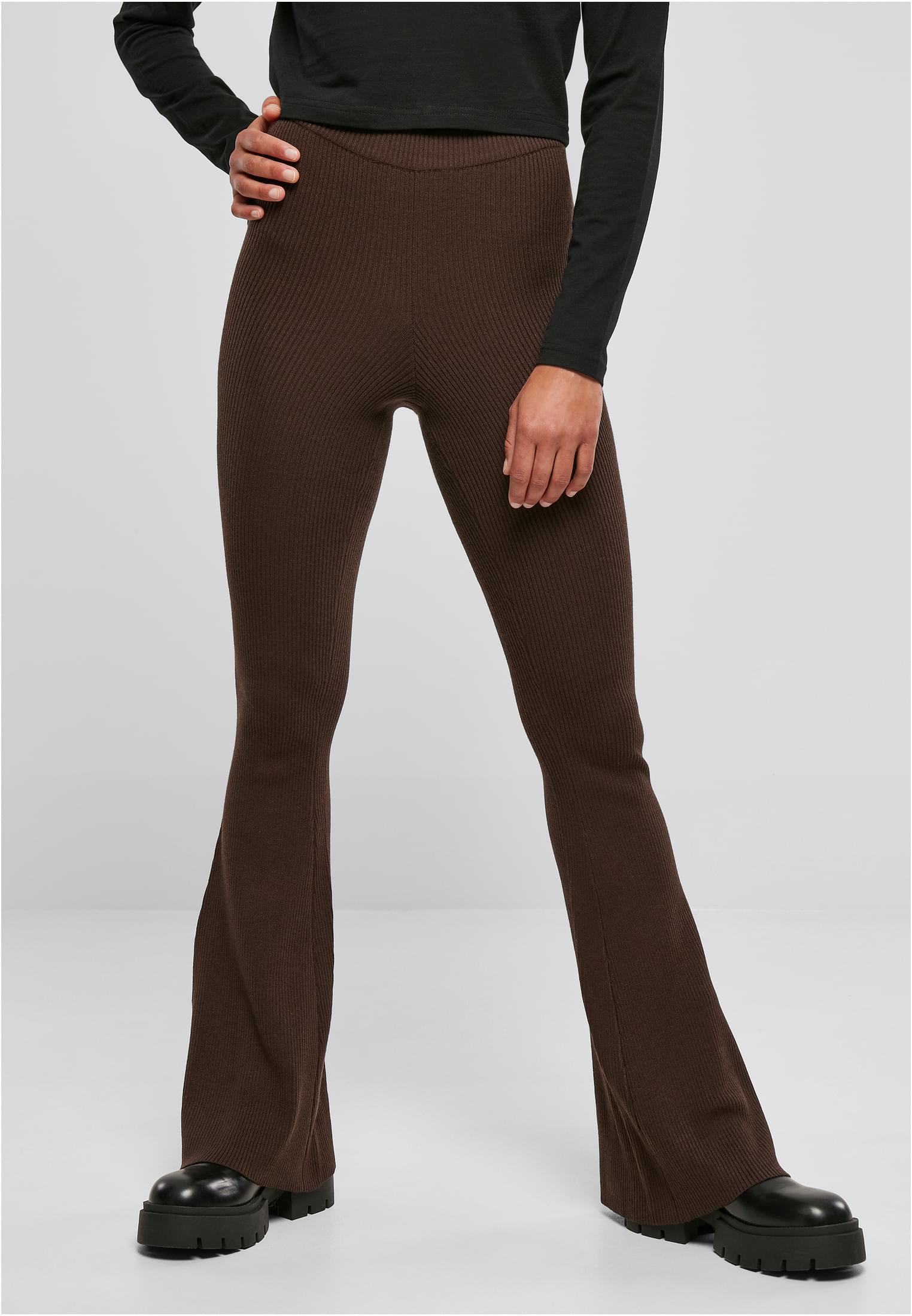 Ladies Rib Knit Bootcut Leggings | brown