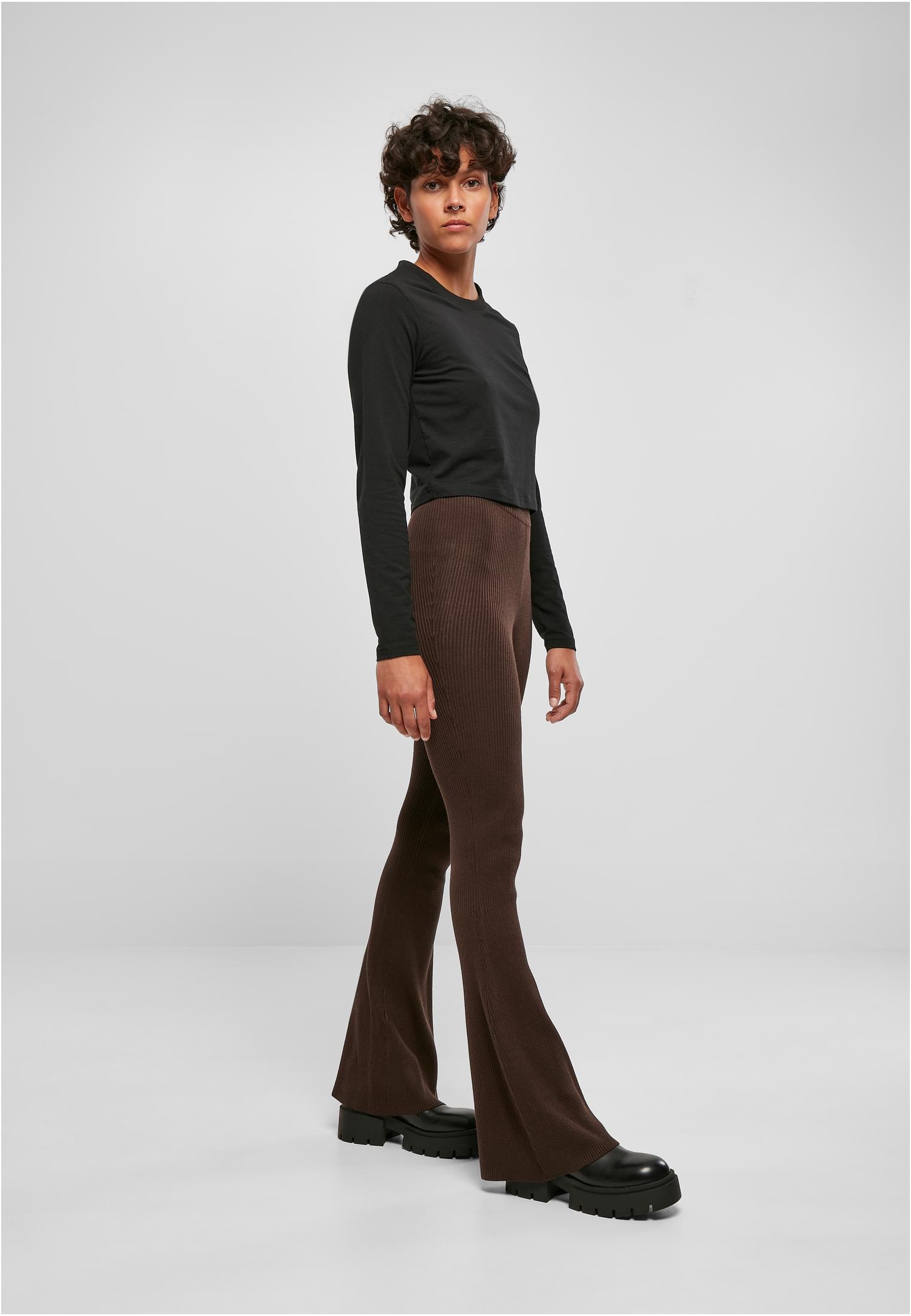 Ladies Rib Knit Bootcut Leggings | brown