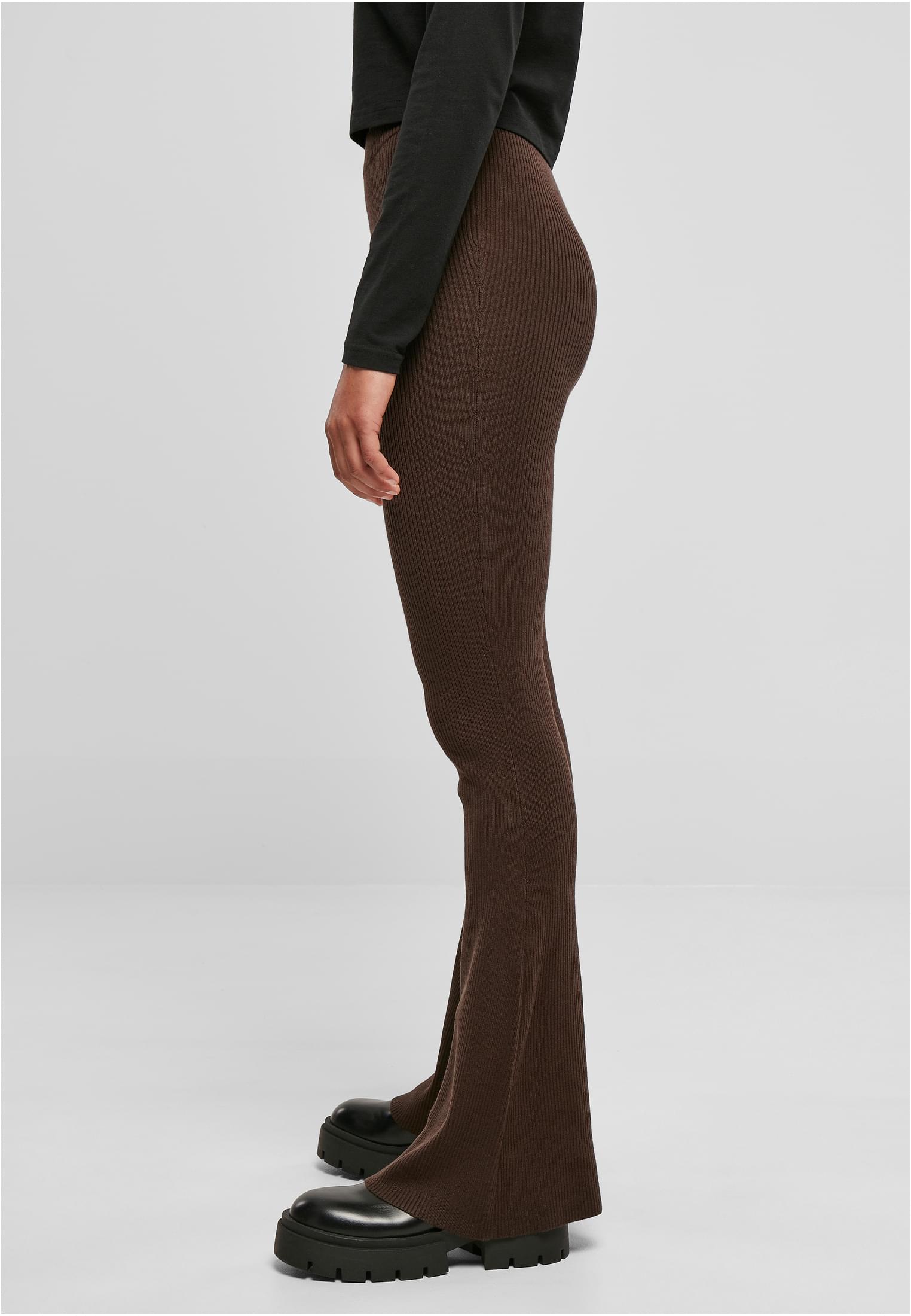 Ladies Rib Knit Bootcut Leggings | brown