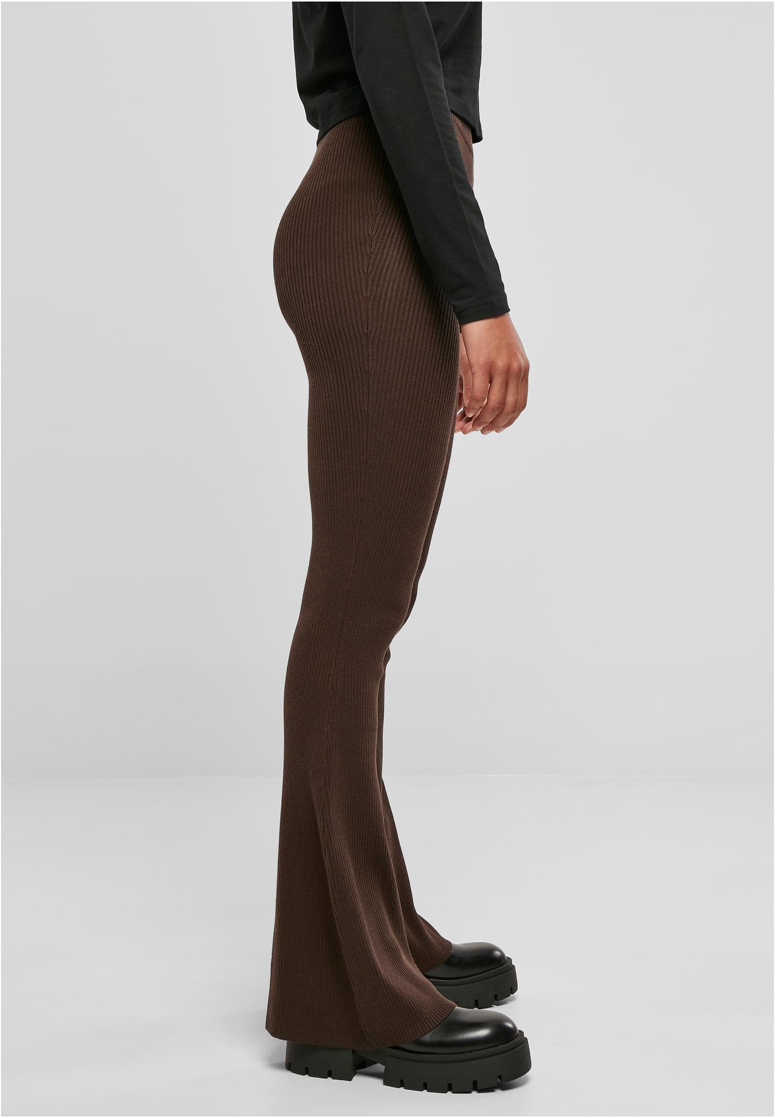 Ladies Rib Knit Bootcut Leggings | brown