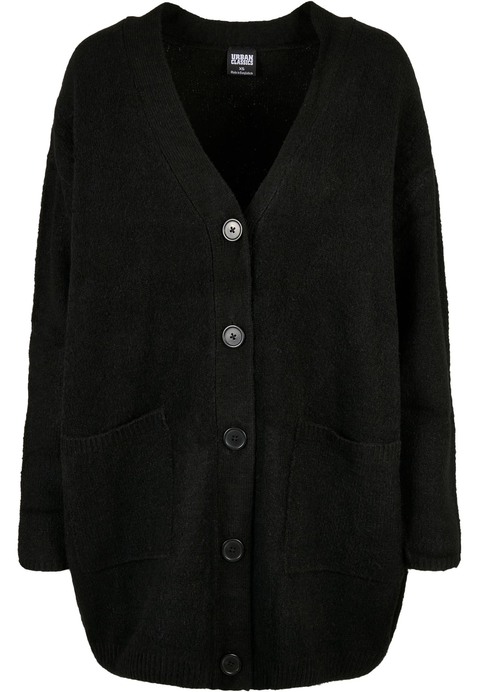 Ladies Chunky Fluffy Knit Cardigan | black