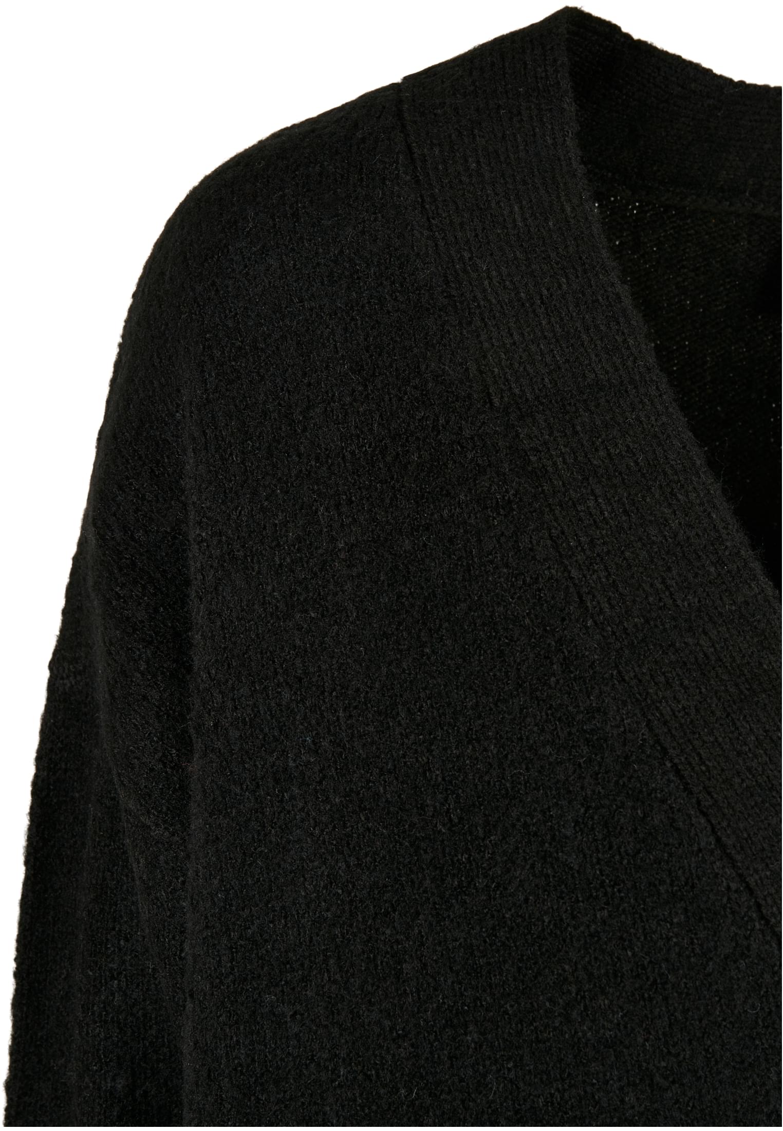 Ladies Chunky Fluffy Knit Cardigan | black