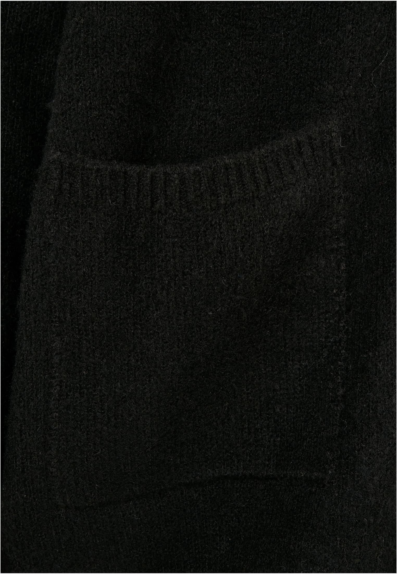 Ladies Chunky Fluffy Knit Cardigan | black