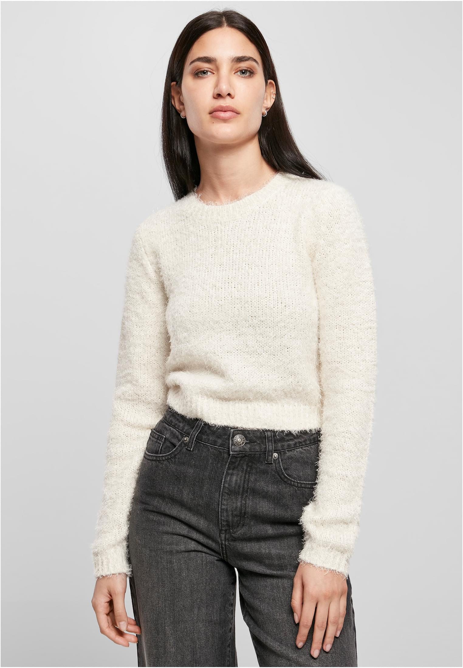 Ladies Cropped Feather Sweater | whitesand