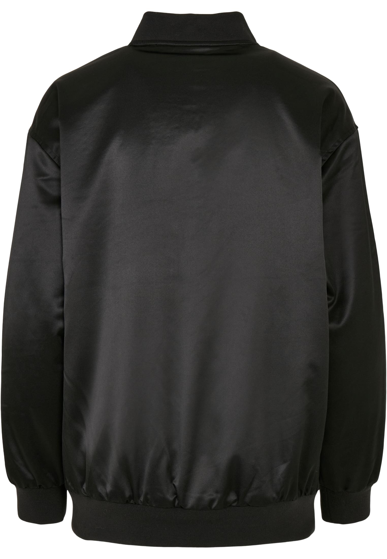 Ladies Oversized Satin Bomber Jacket | black