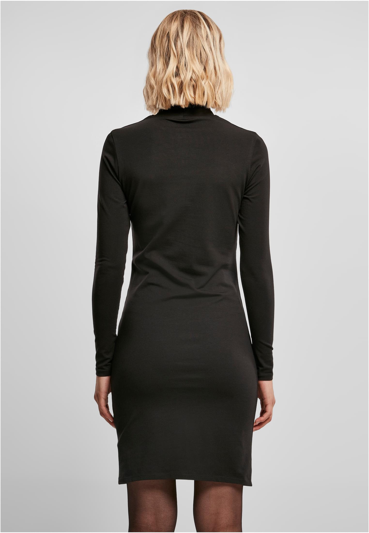 Ladies Stretch Jersey Cut-Out Turtleneck Dress | black