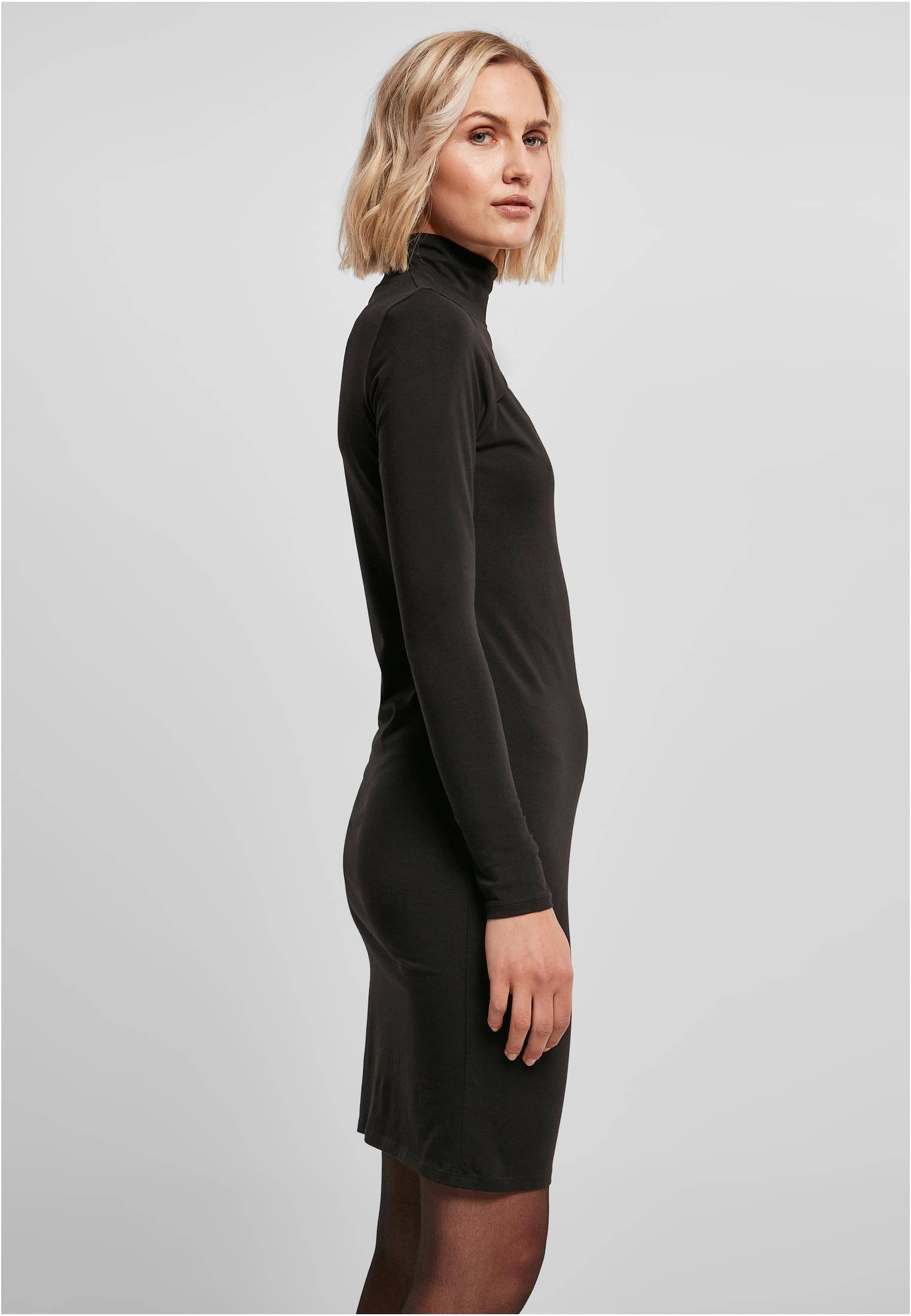 Ladies Stretch Jersey Cut-Out Turtleneck Dress | black