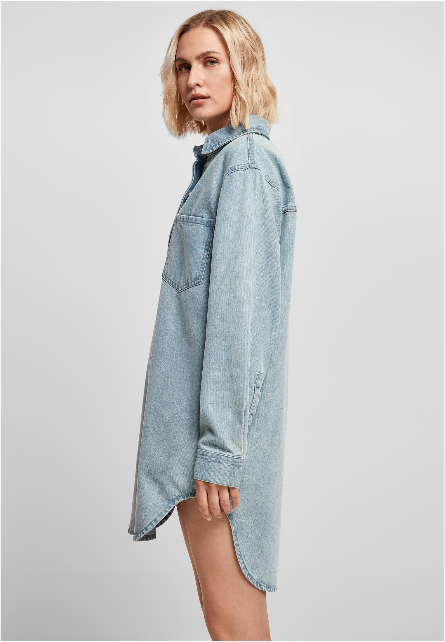 Ladies Oversized Denim Shirt Dress | tintedlightbluewashed