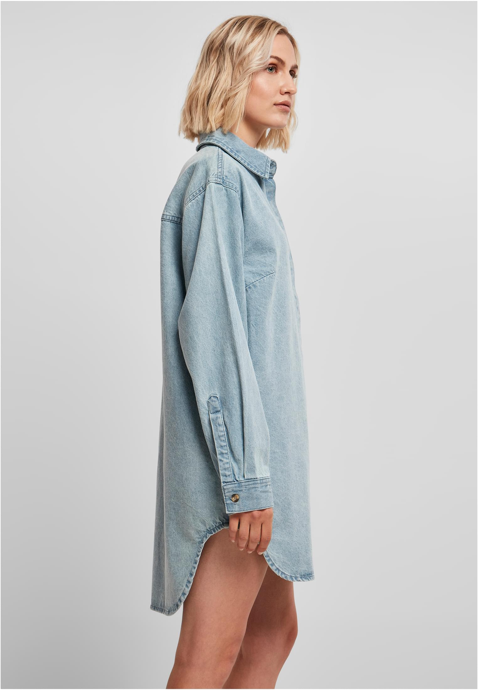 Ladies Oversized Denim Shirt Dress | tintedlightbluewashed