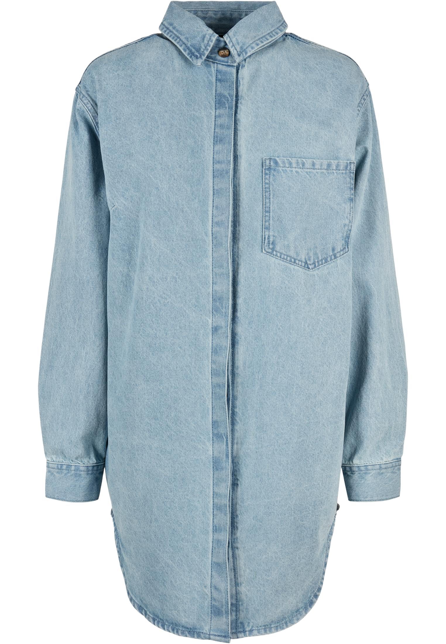 Ladies Oversized Denim Shirt Dress | tintedlightbluewashed