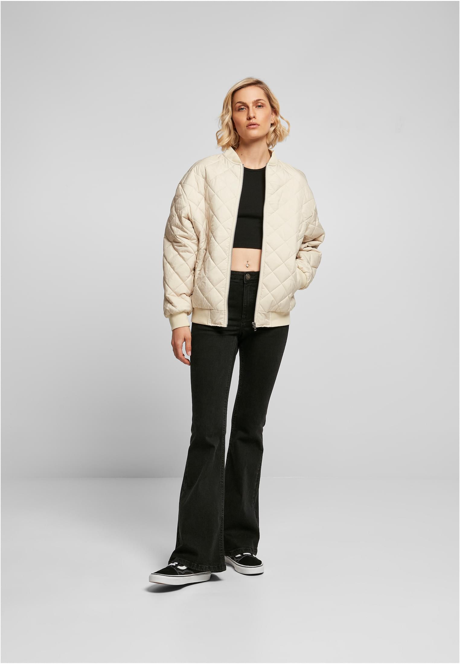 Ladies Oversized Diamond Quilted Bomber Jacket | softseagrass