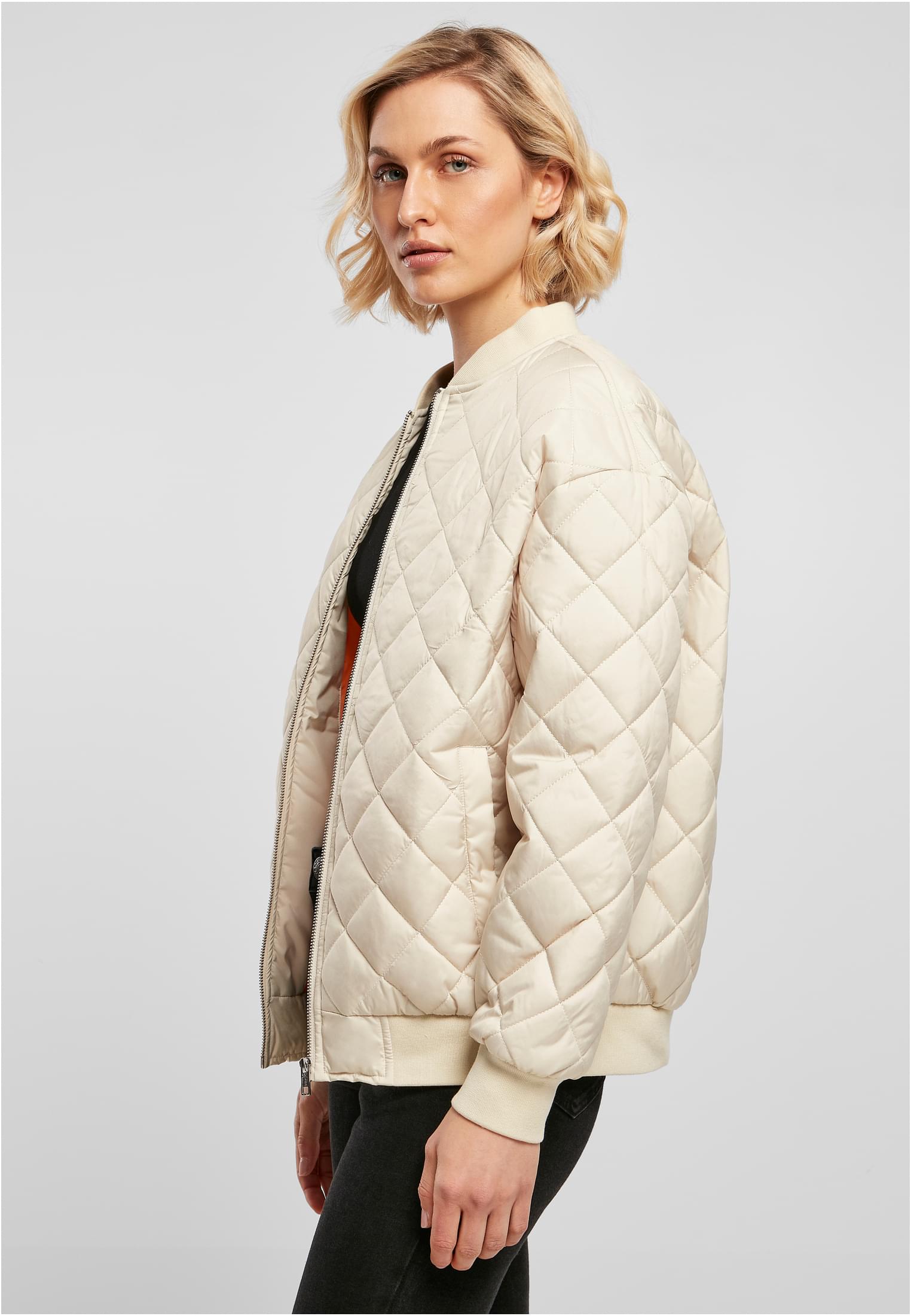 Ladies Oversized Diamond Quilted Bomber Jacket | softseagrass