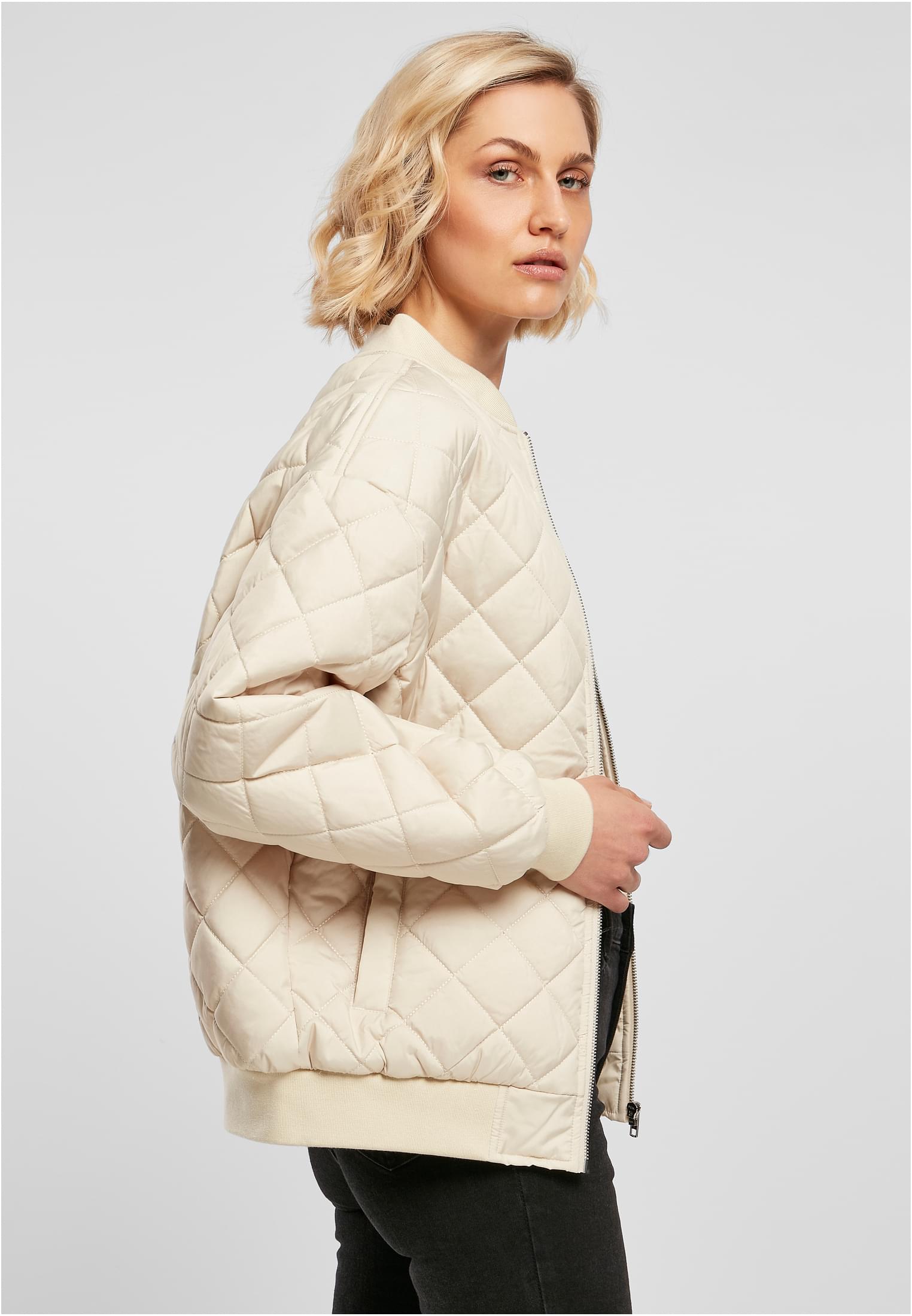 Ladies Oversized Diamond Quilted Bomber Jacket | softseagrass