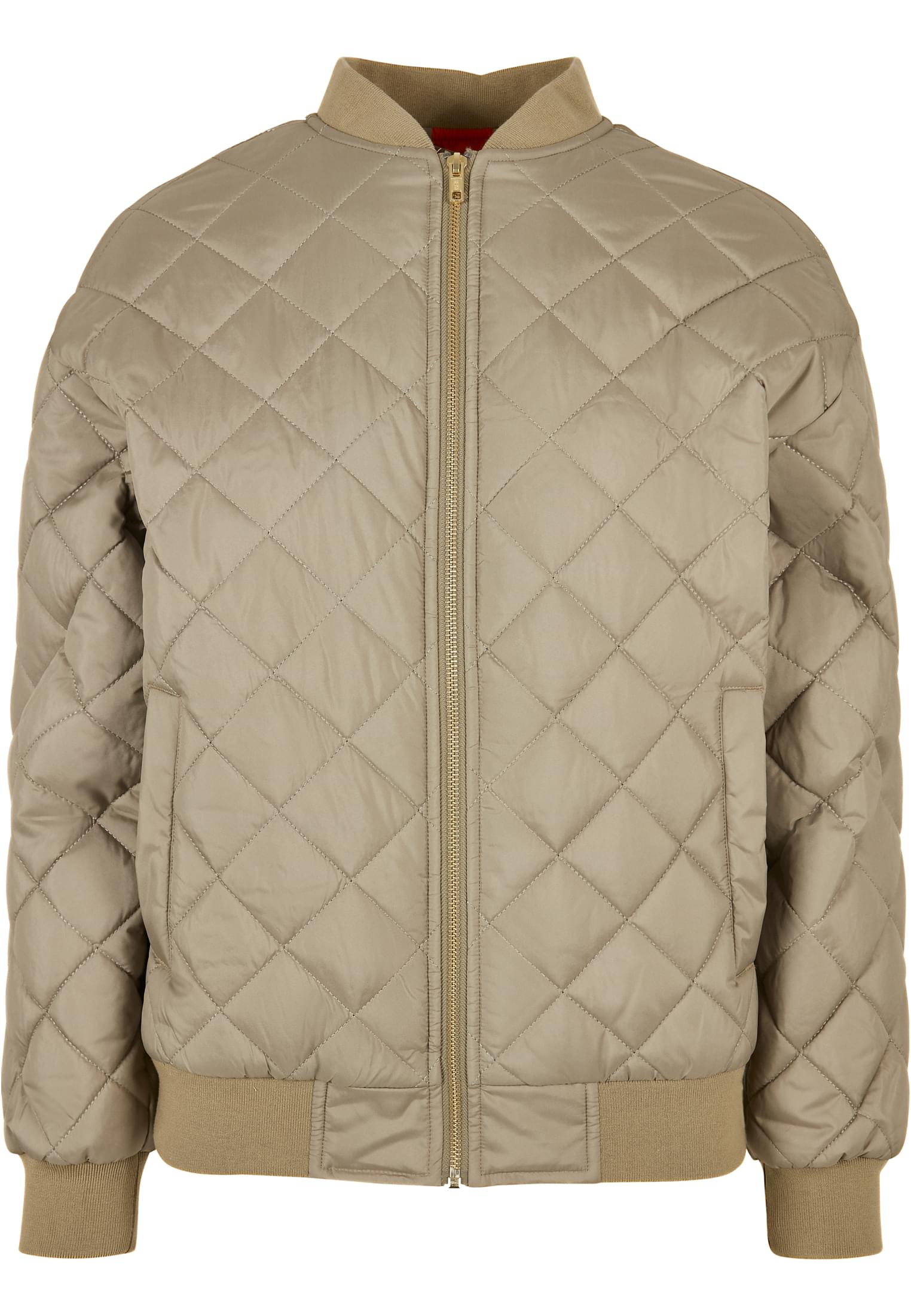 Ladies Oversized Diamond Quilted Bomber Jacket | khaki