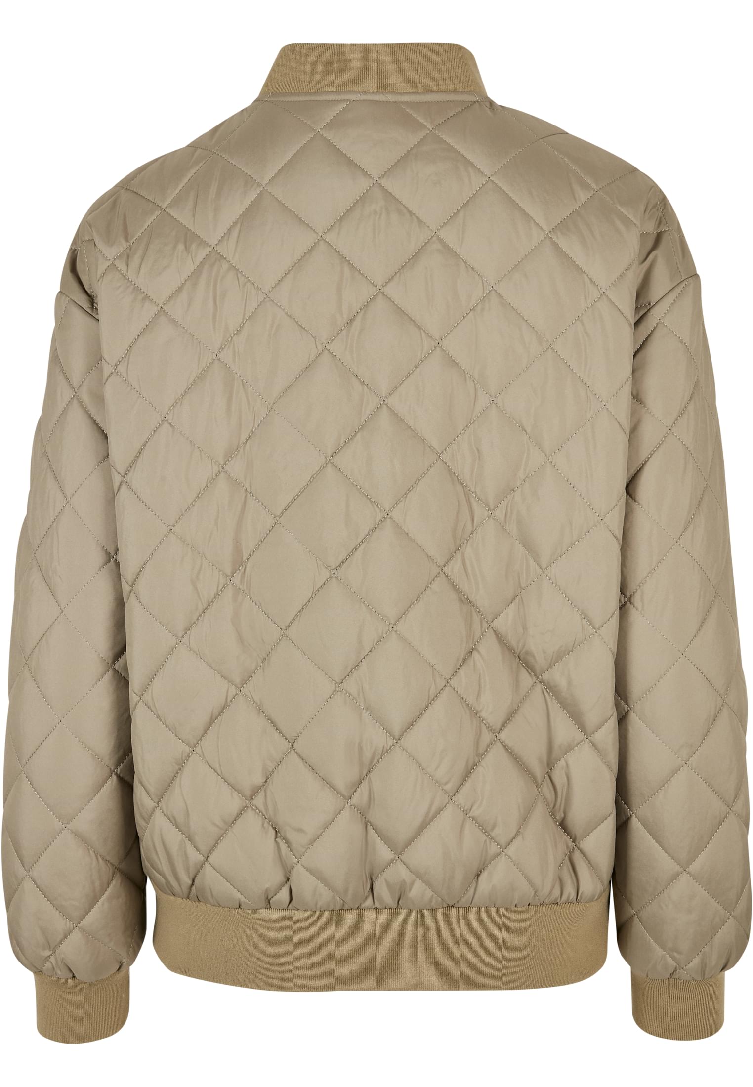 Ladies Oversized Diamond Quilted Bomber Jacket | khaki