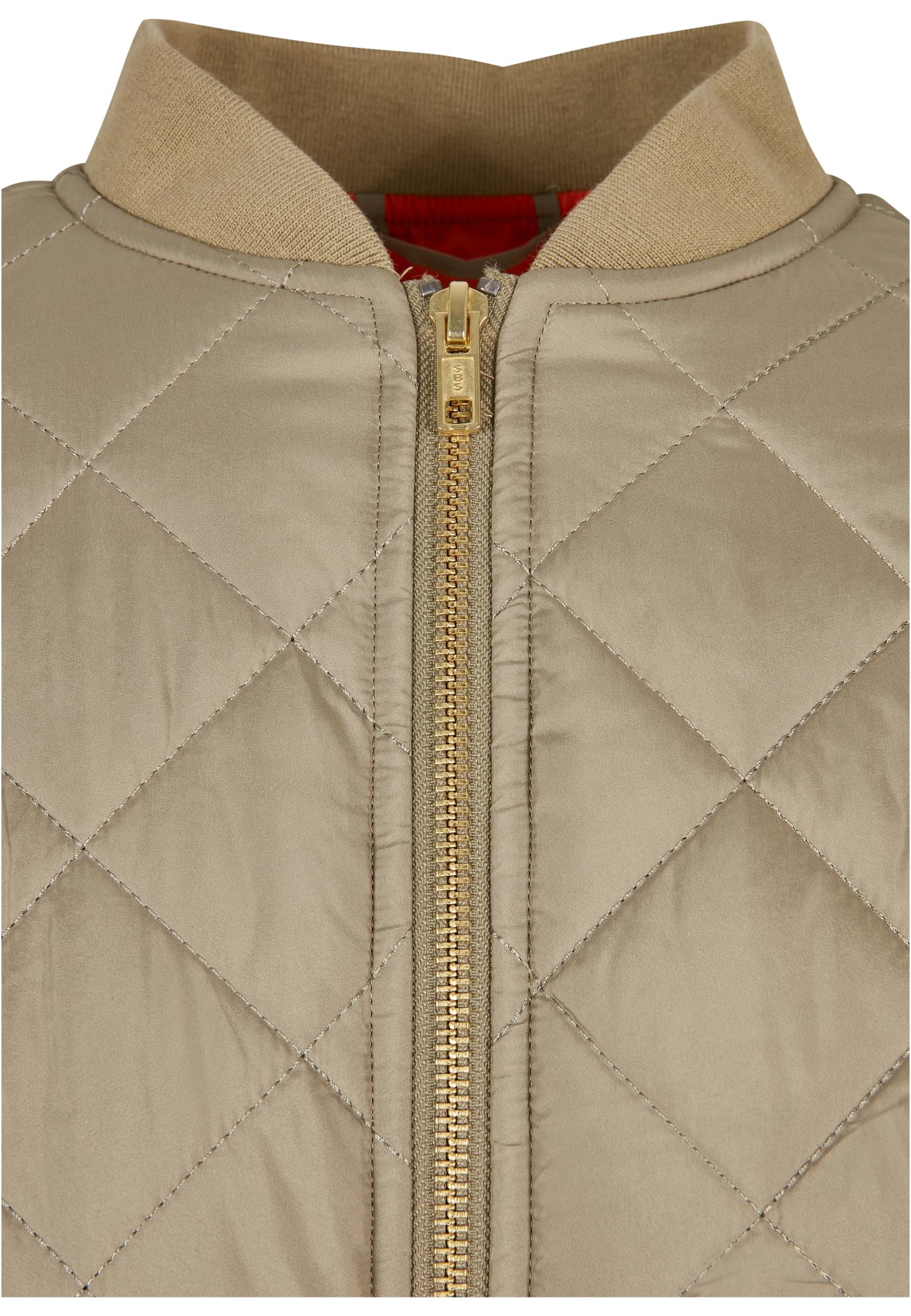 Ladies Oversized Diamond Quilted Bomber Jacket | khaki