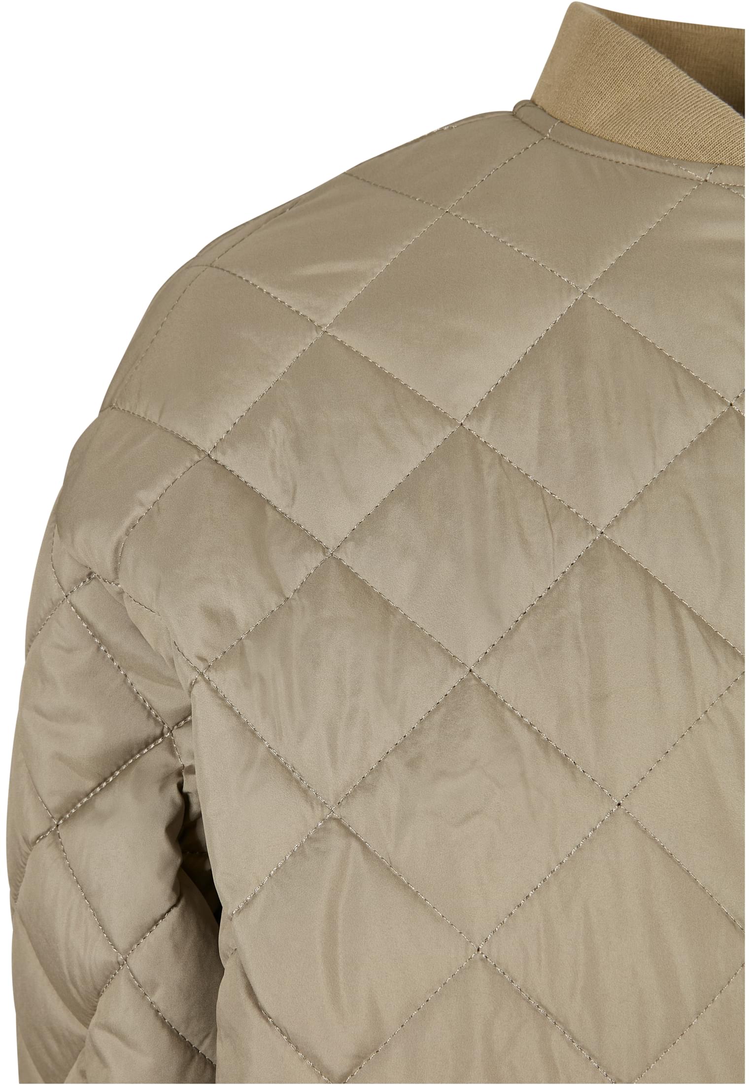 Ladies Oversized Diamond Quilted Bomber Jacket | khaki