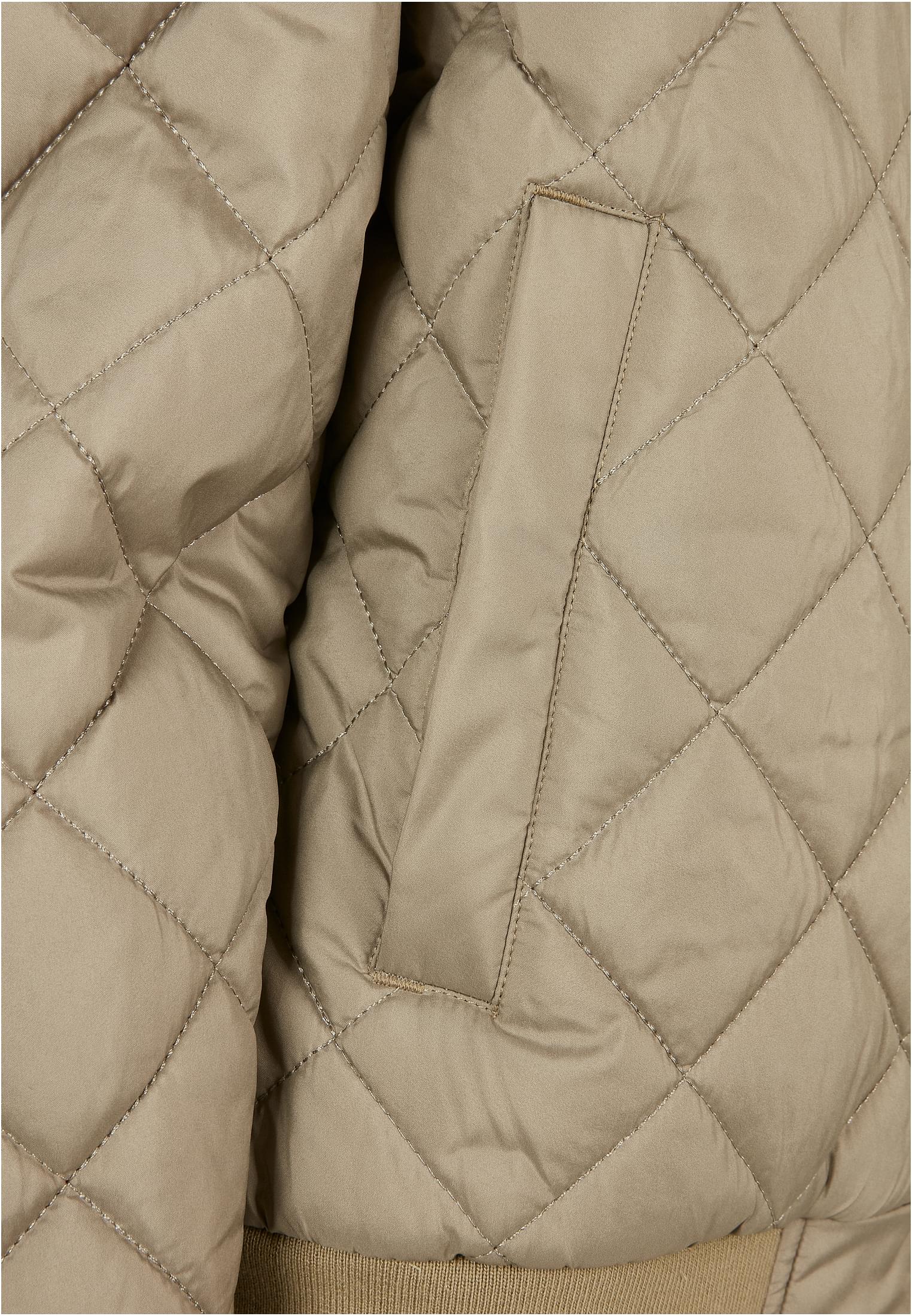 Ladies Oversized Diamond Quilted Bomber Jacket | khaki