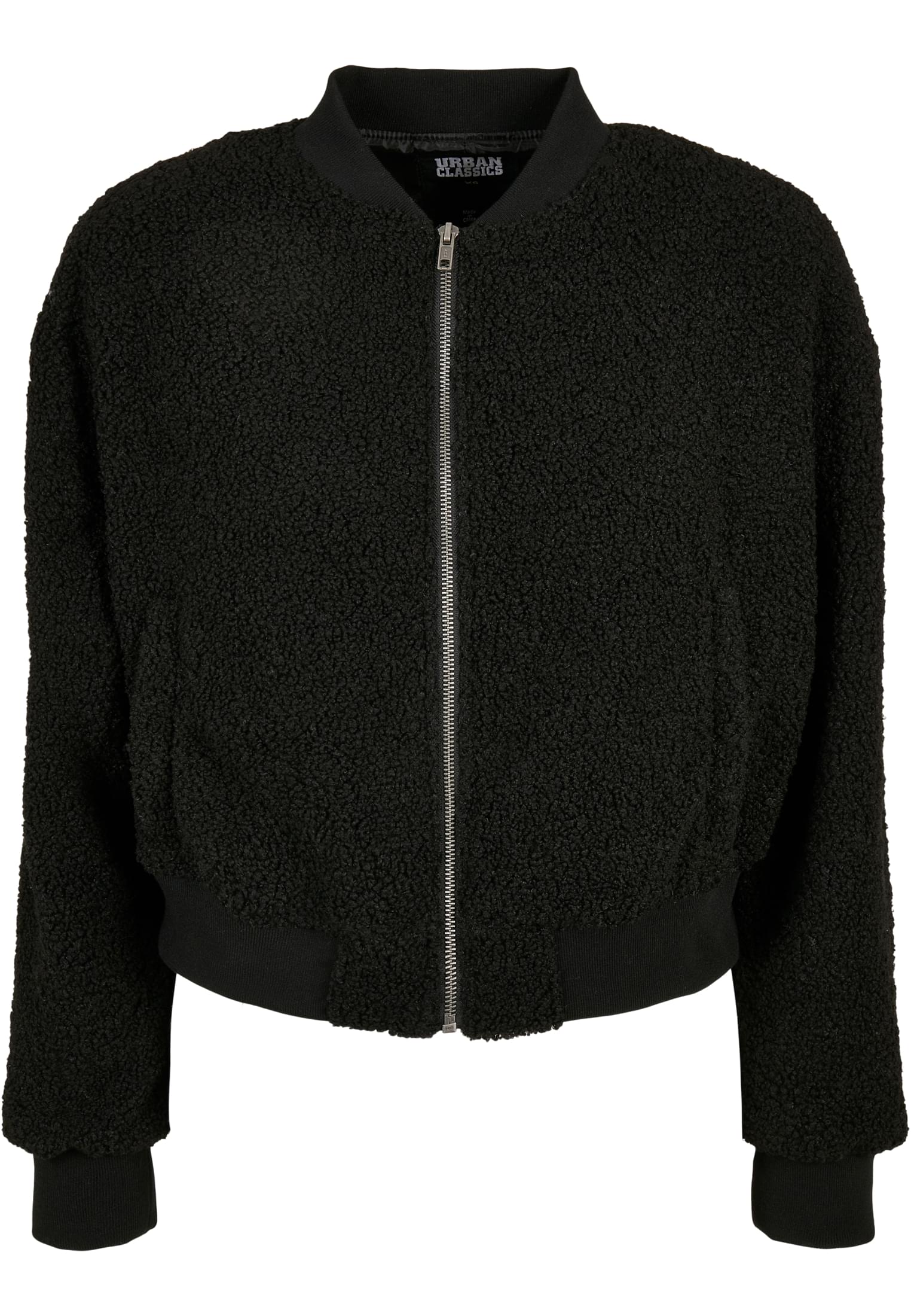 Ladies Oversized Sherpa Bomber Jacket | black