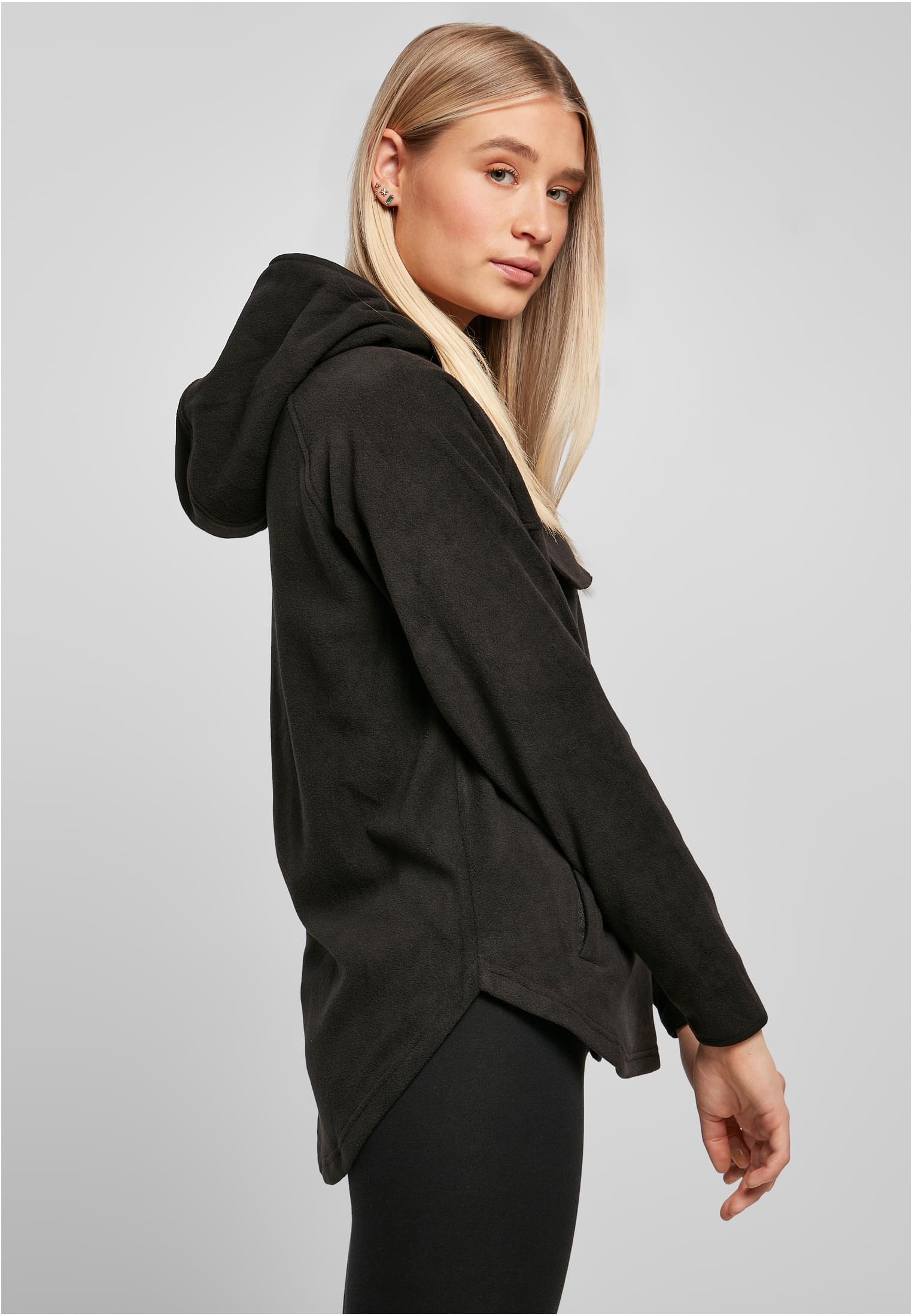 Ladies Polar Fleece Pull Over Hoody | black