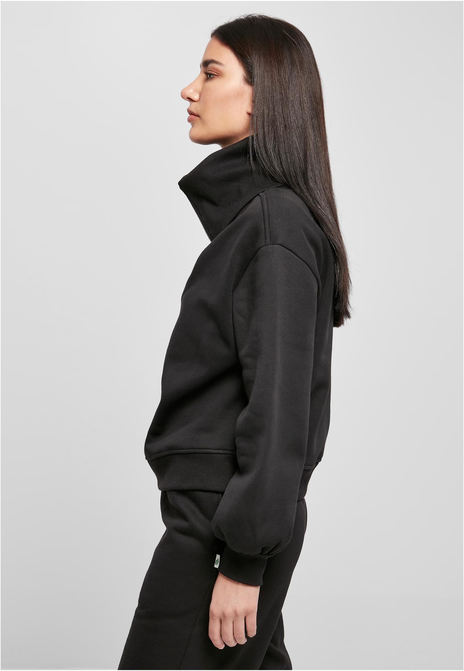 Ladies Oversized High Neck Troyer Crew | black