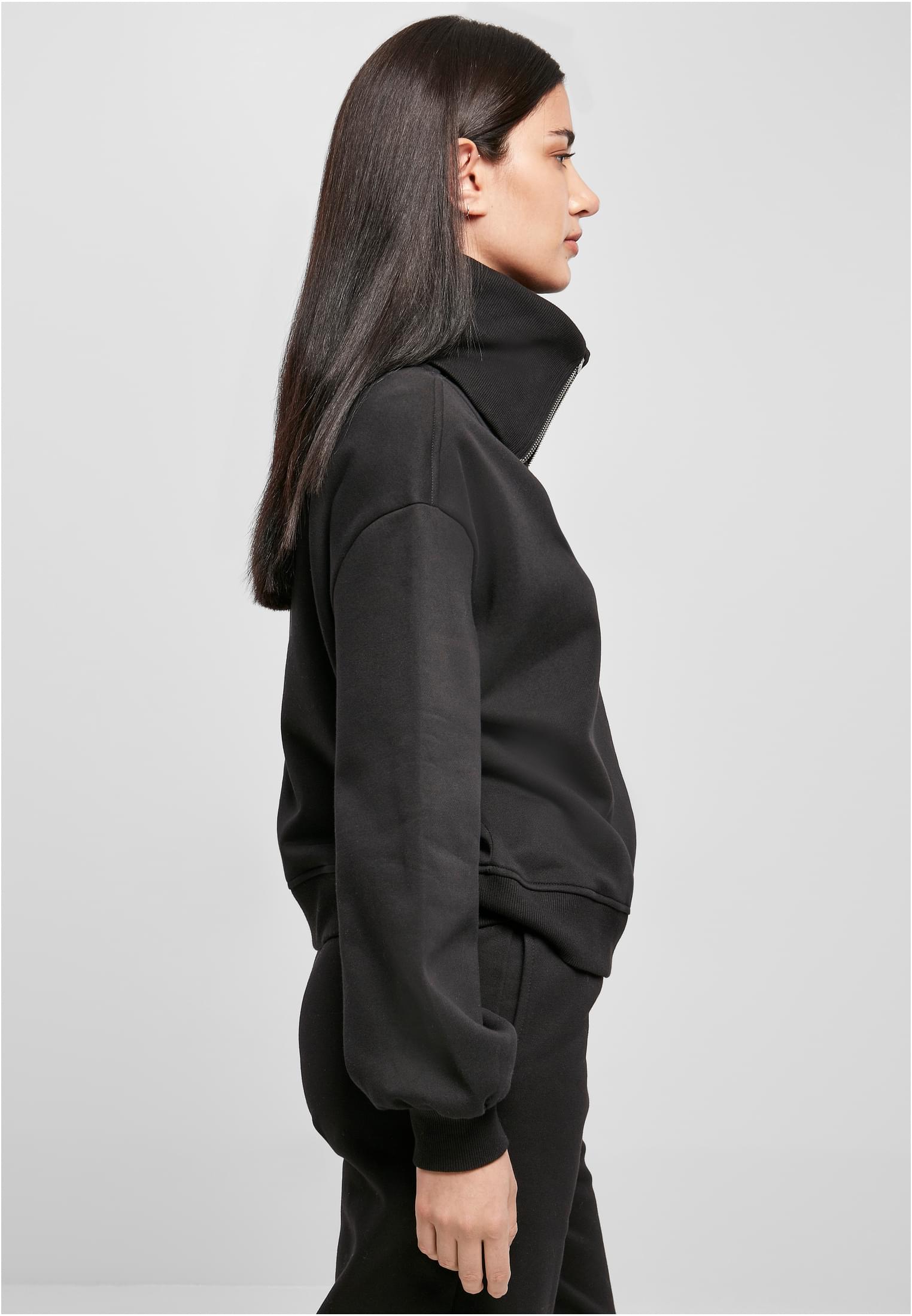 Ladies Oversized High Neck Troyer Crew | black