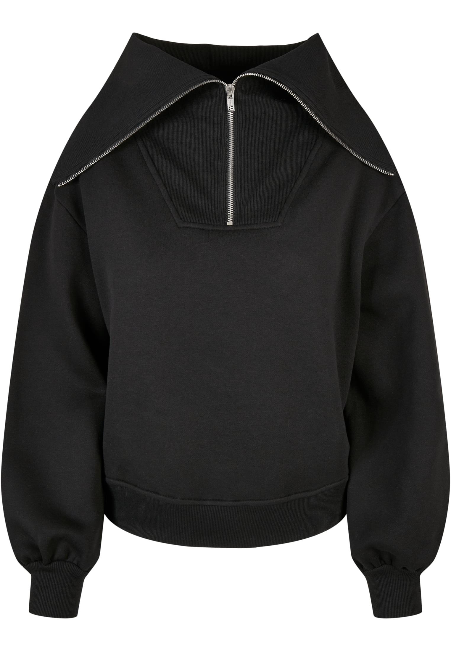 Ladies Oversized High Neck Troyer Crew | black