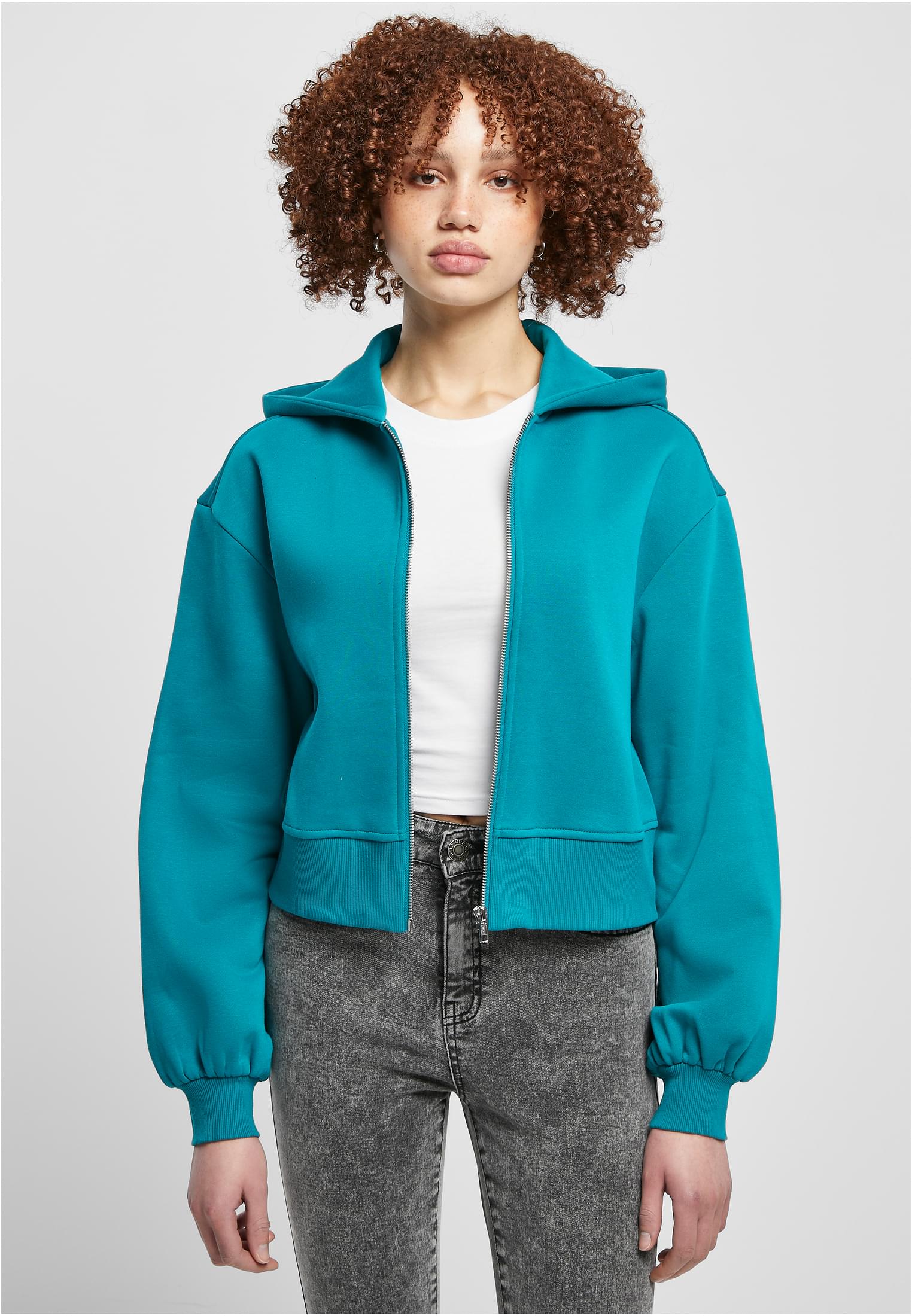 Ladies Short Oversized Zip Jacket | watergreen