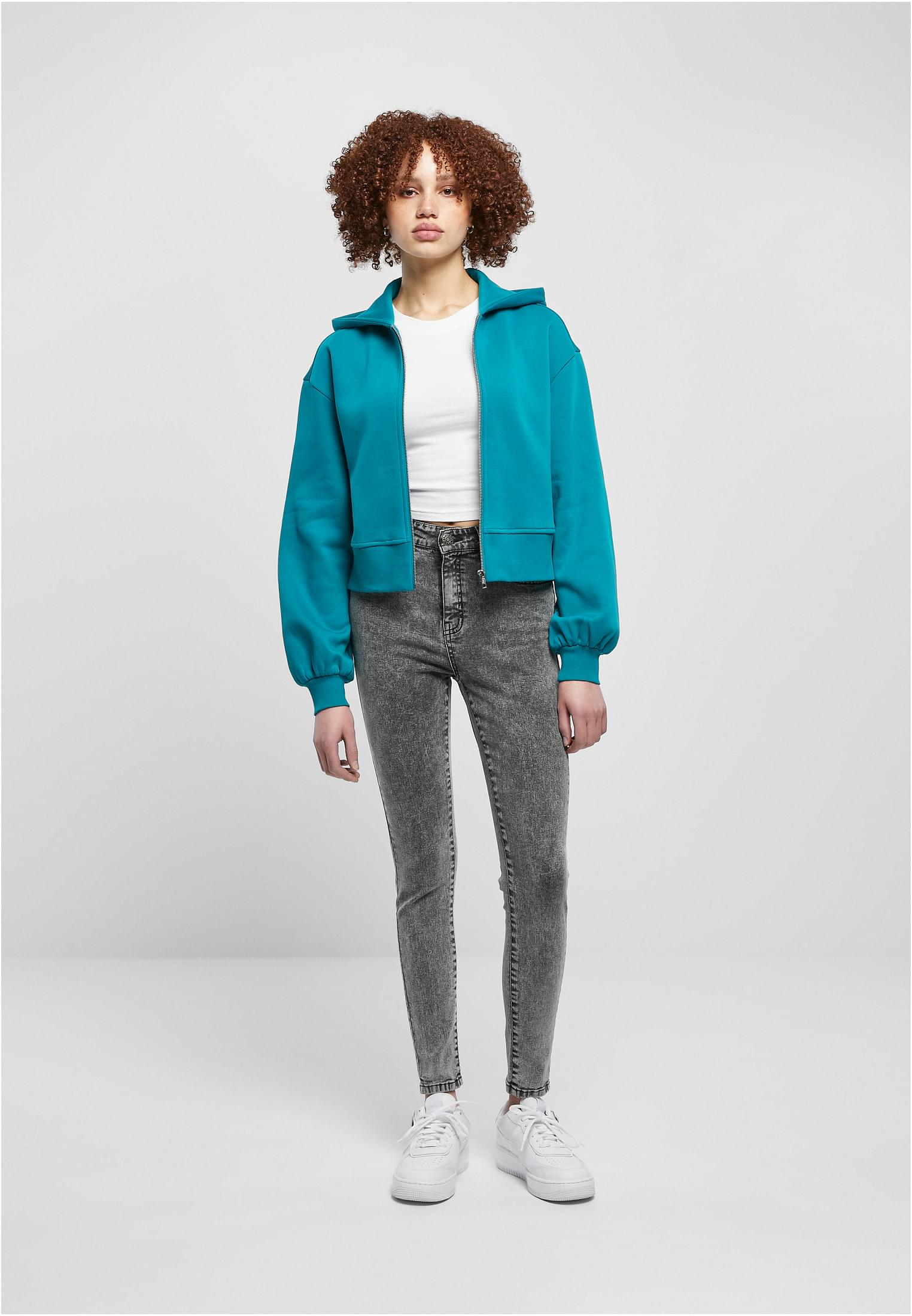 Ladies Short Oversized Zip Jacket | watergreen