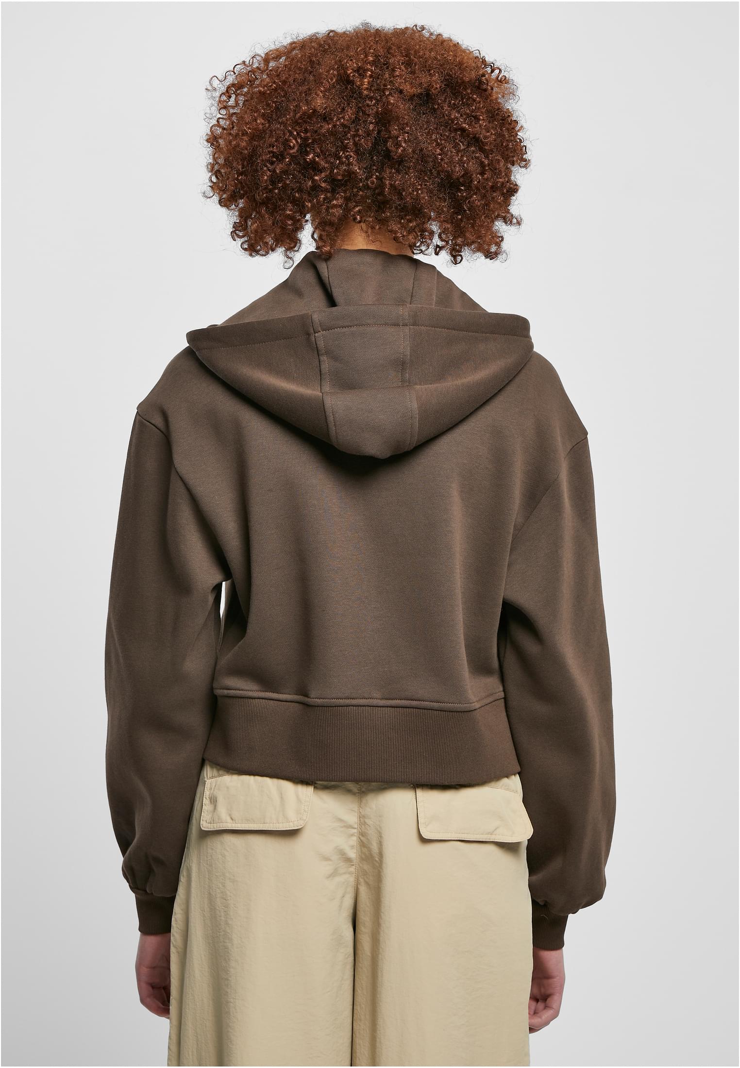 Ladies Short Oversized Zip Jacket | brown