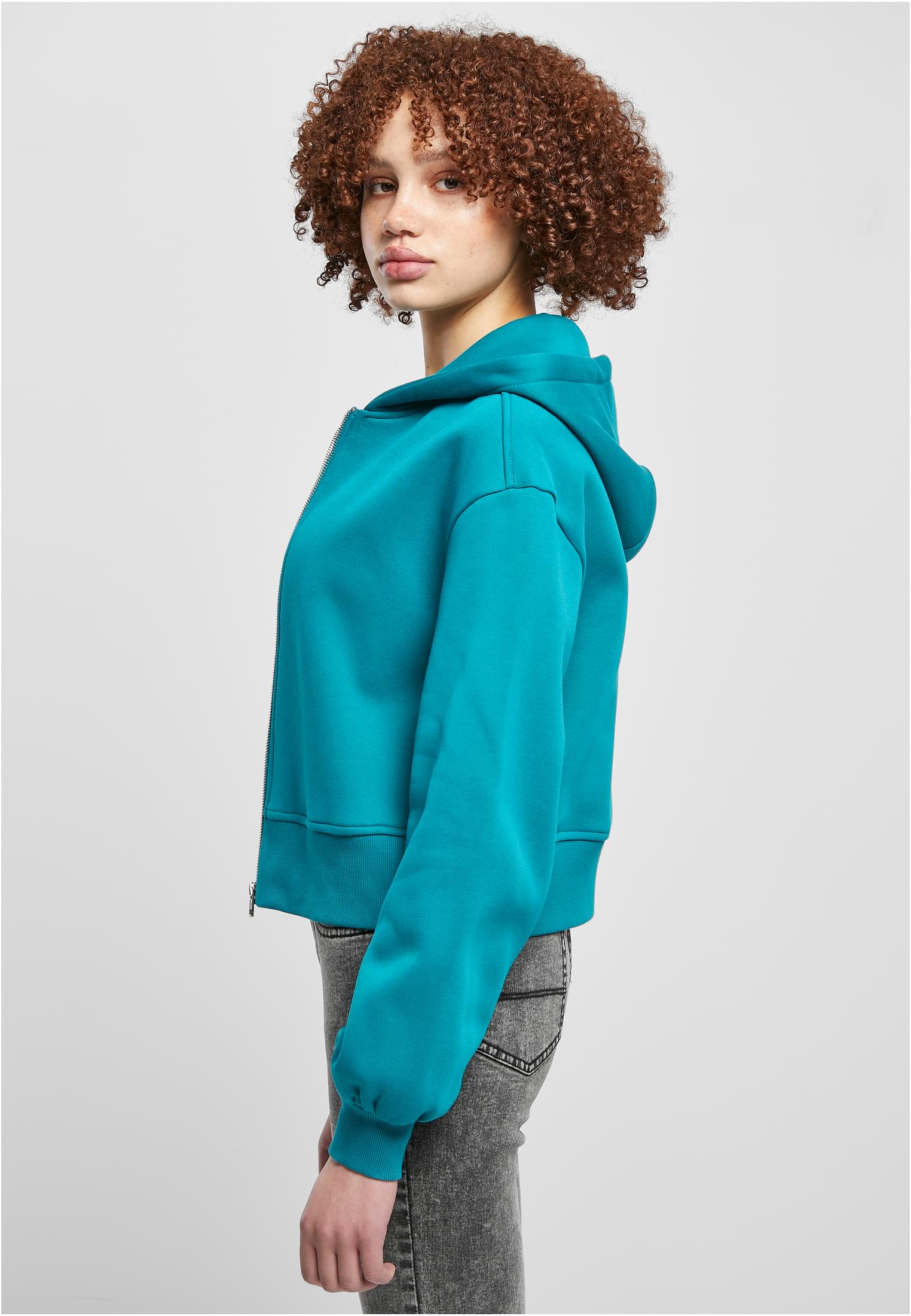 Ladies Short Oversized Zip Jacket | watergreen