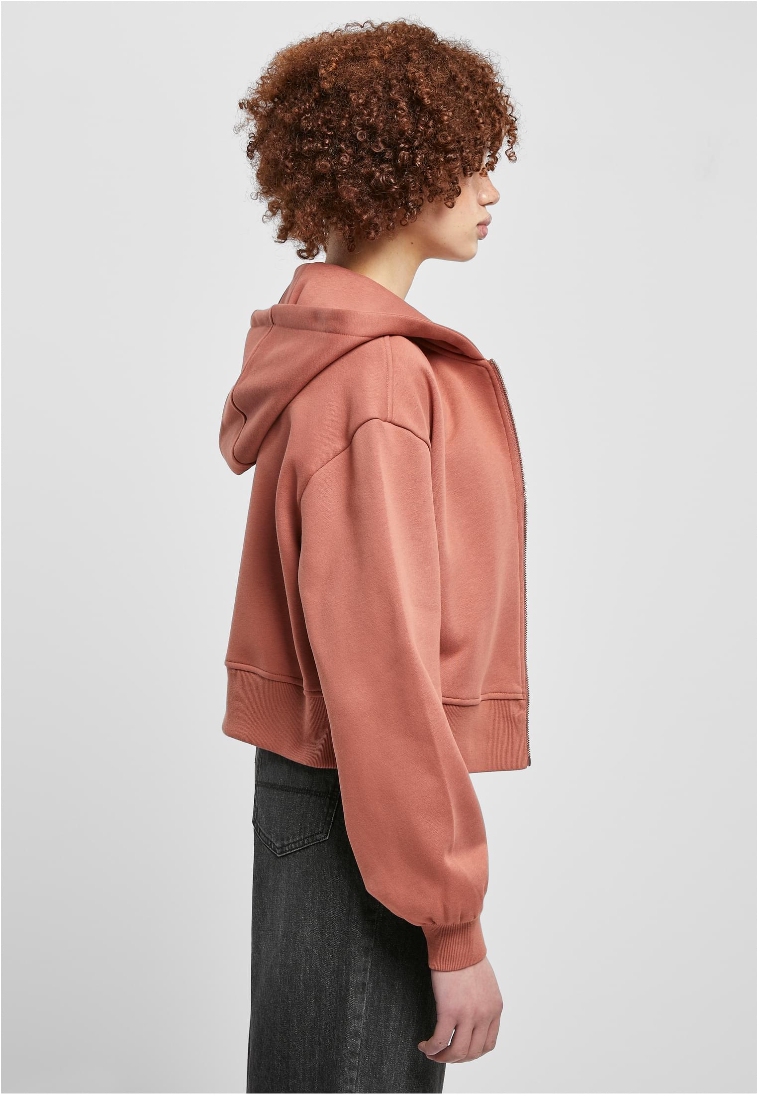 Ladies Short Oversized Zip Jacket | terracotta