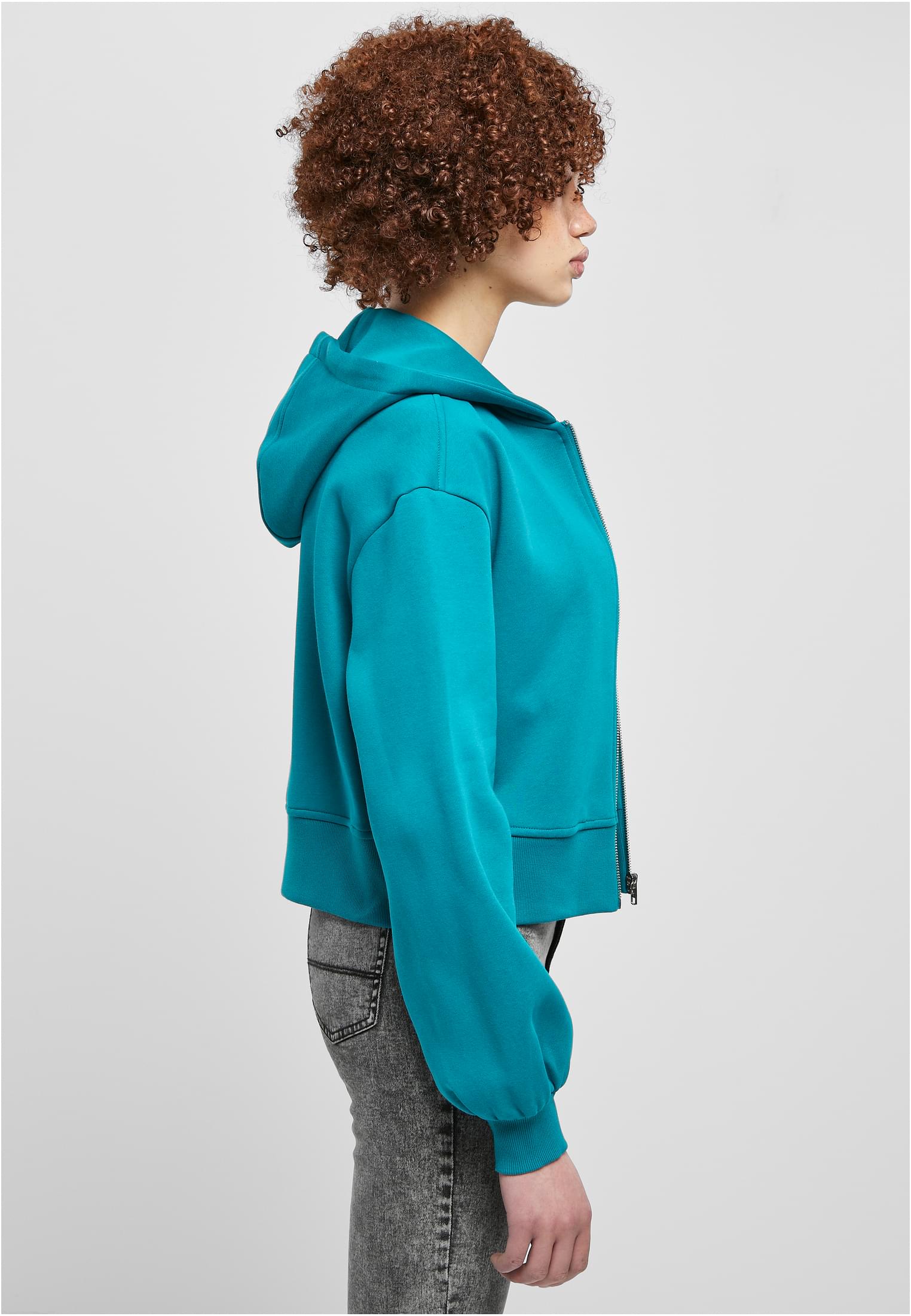 Ladies Short Oversized Zip Jacket | watergreen