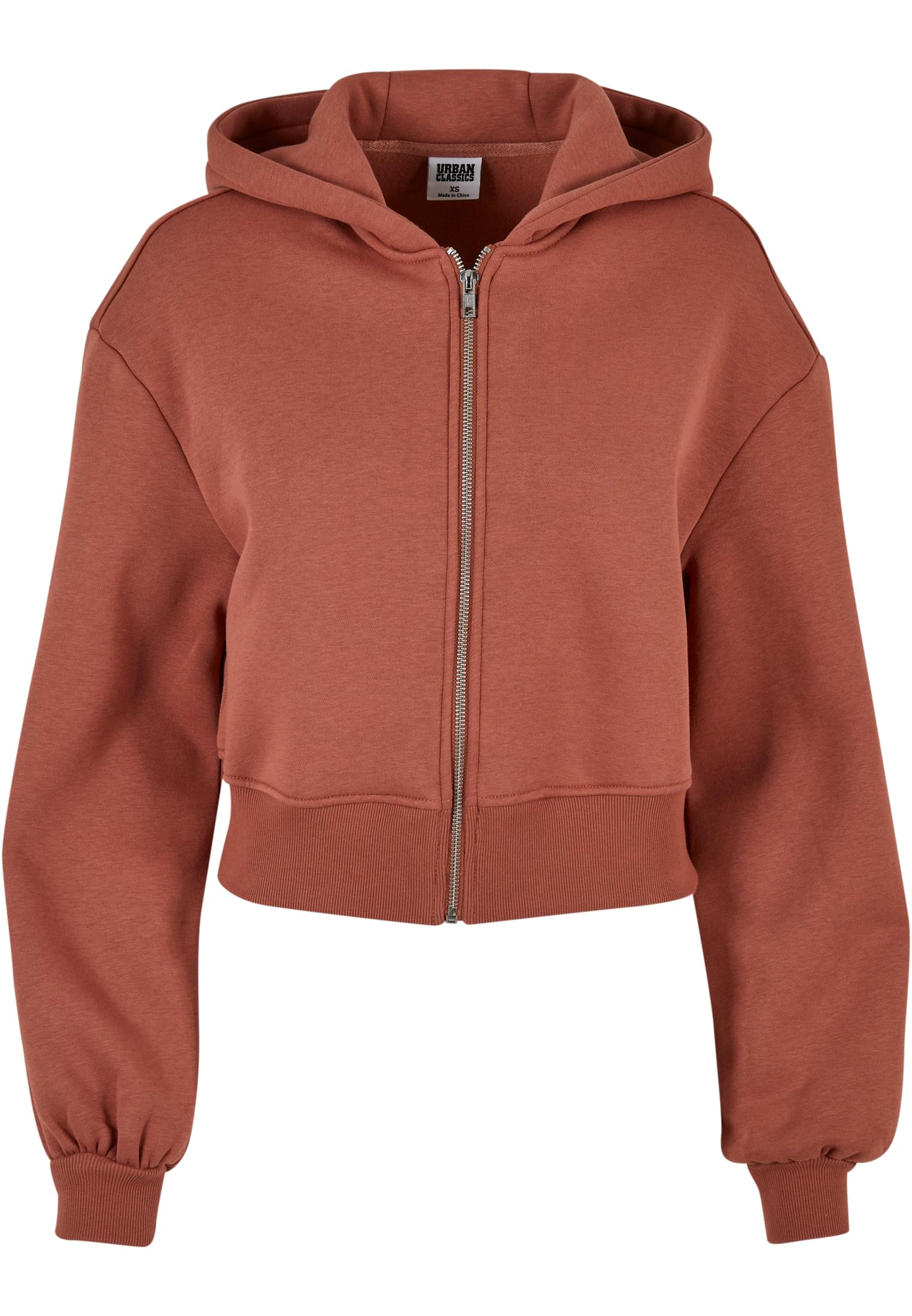 Ladies Short Oversized Zip Jacket | terracotta