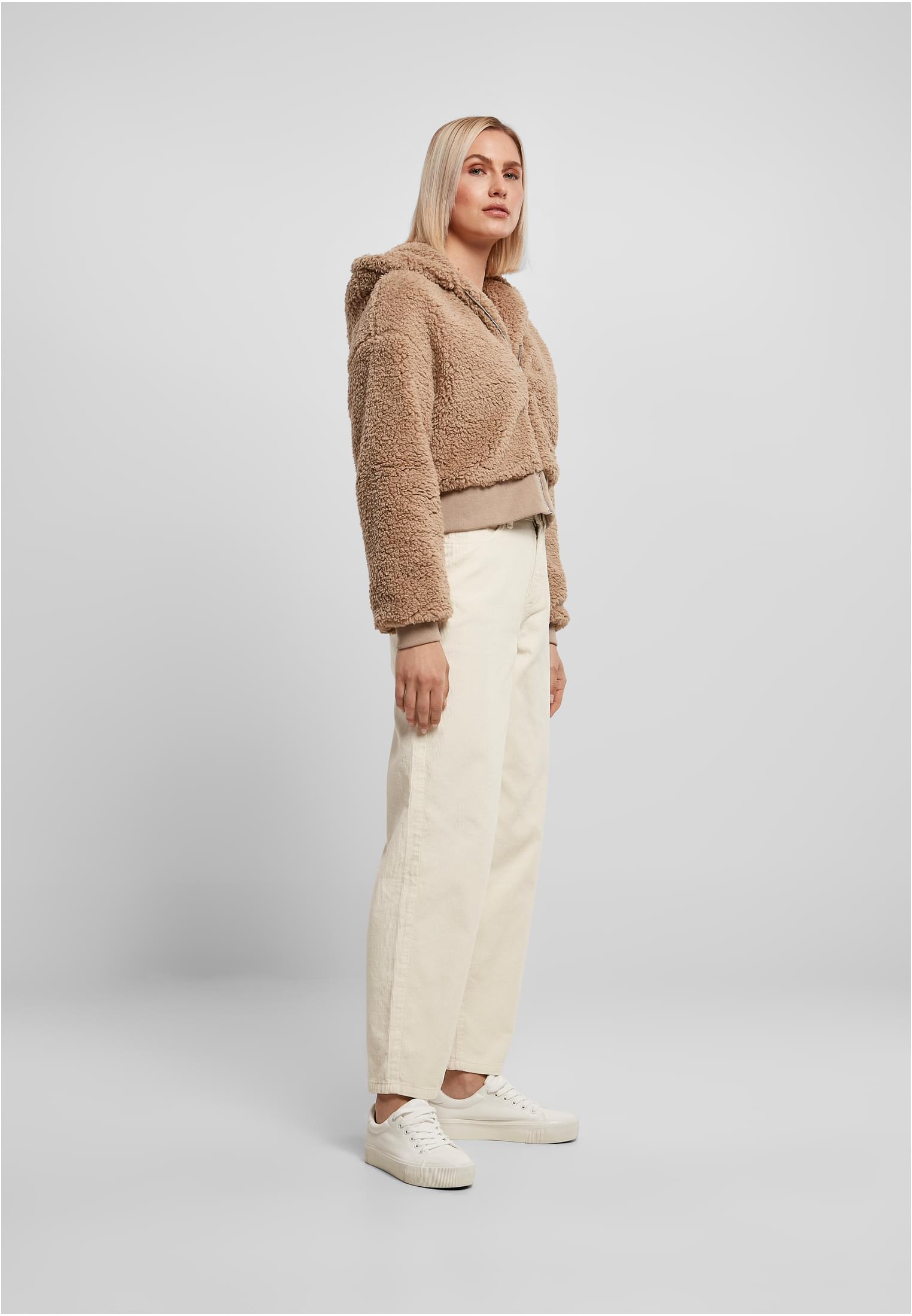 Ladies Short Oversized Sherpa Jacket | softtaupe