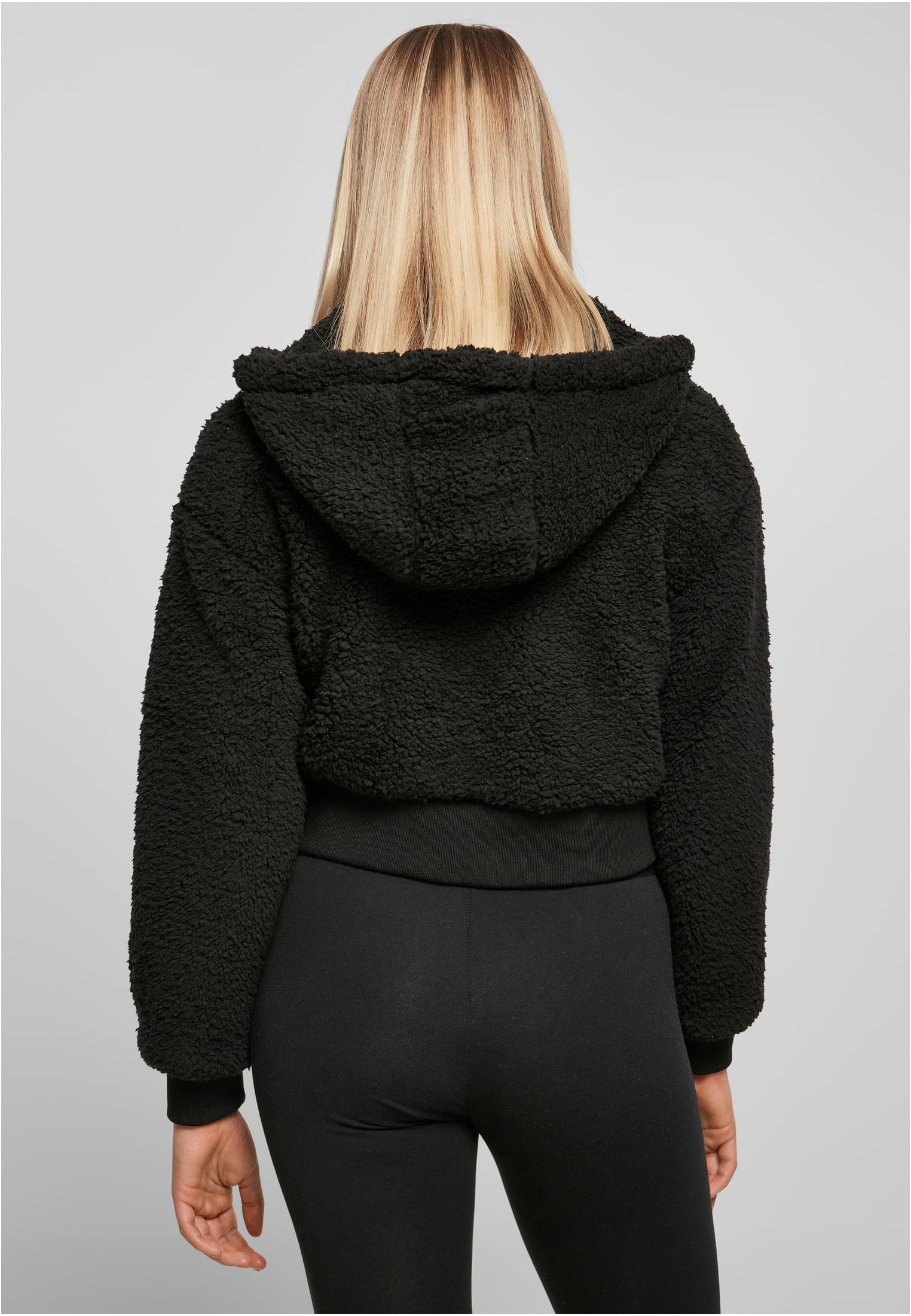 Ladies Short Oversized Sherpa Jacket | black