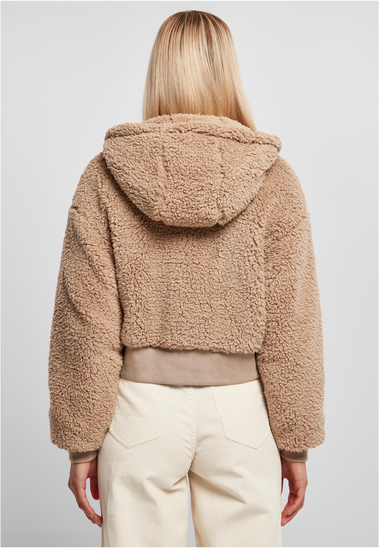 Ladies Short Oversized Sherpa Jacket | softtaupe