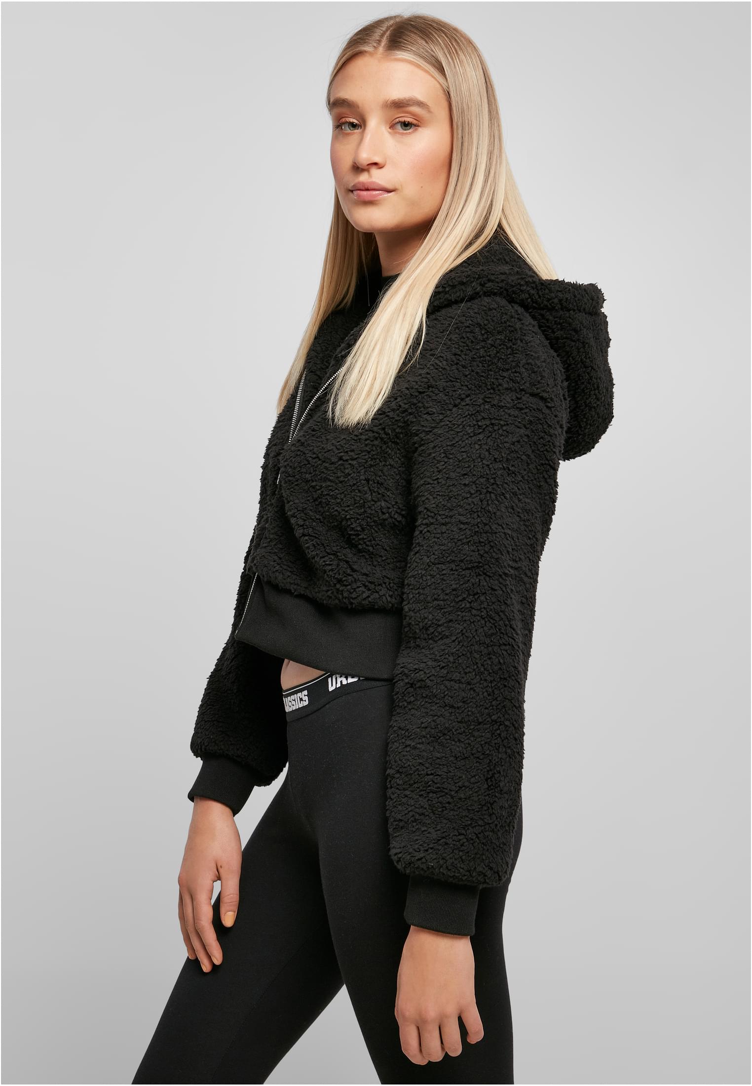 Ladies Short Oversized Sherpa Jacket | black