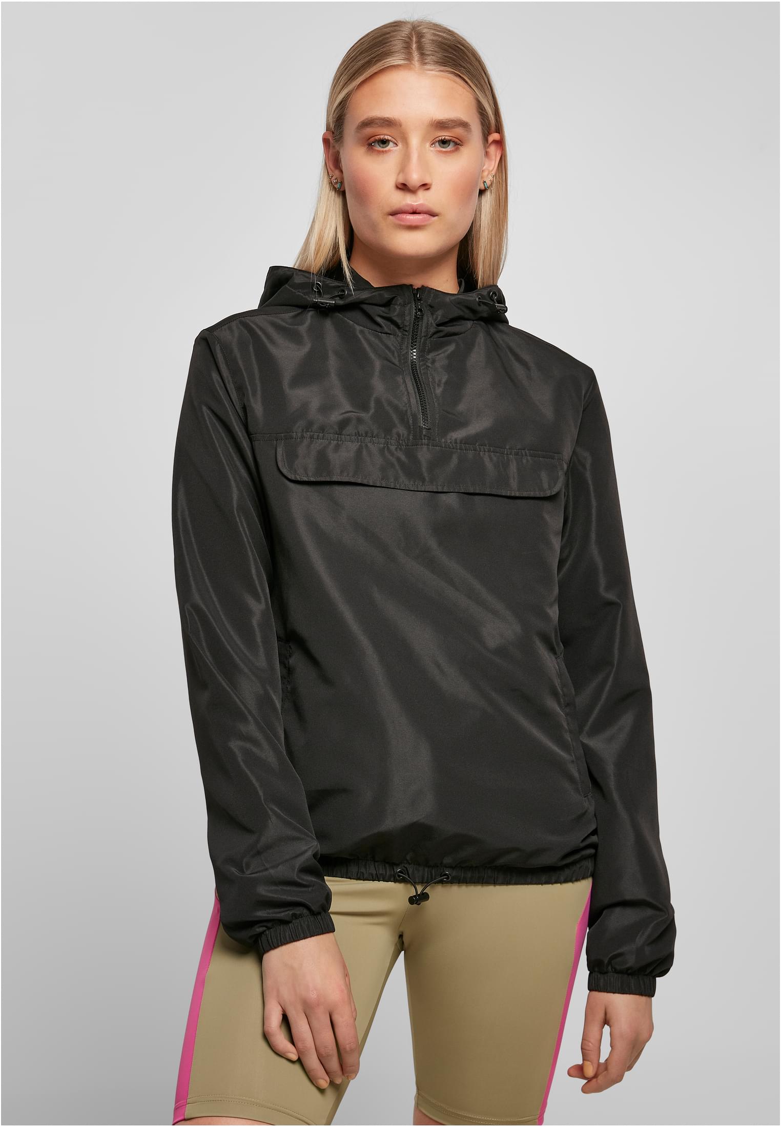 Ladies Recycled Basic Pull Over Jacket | black